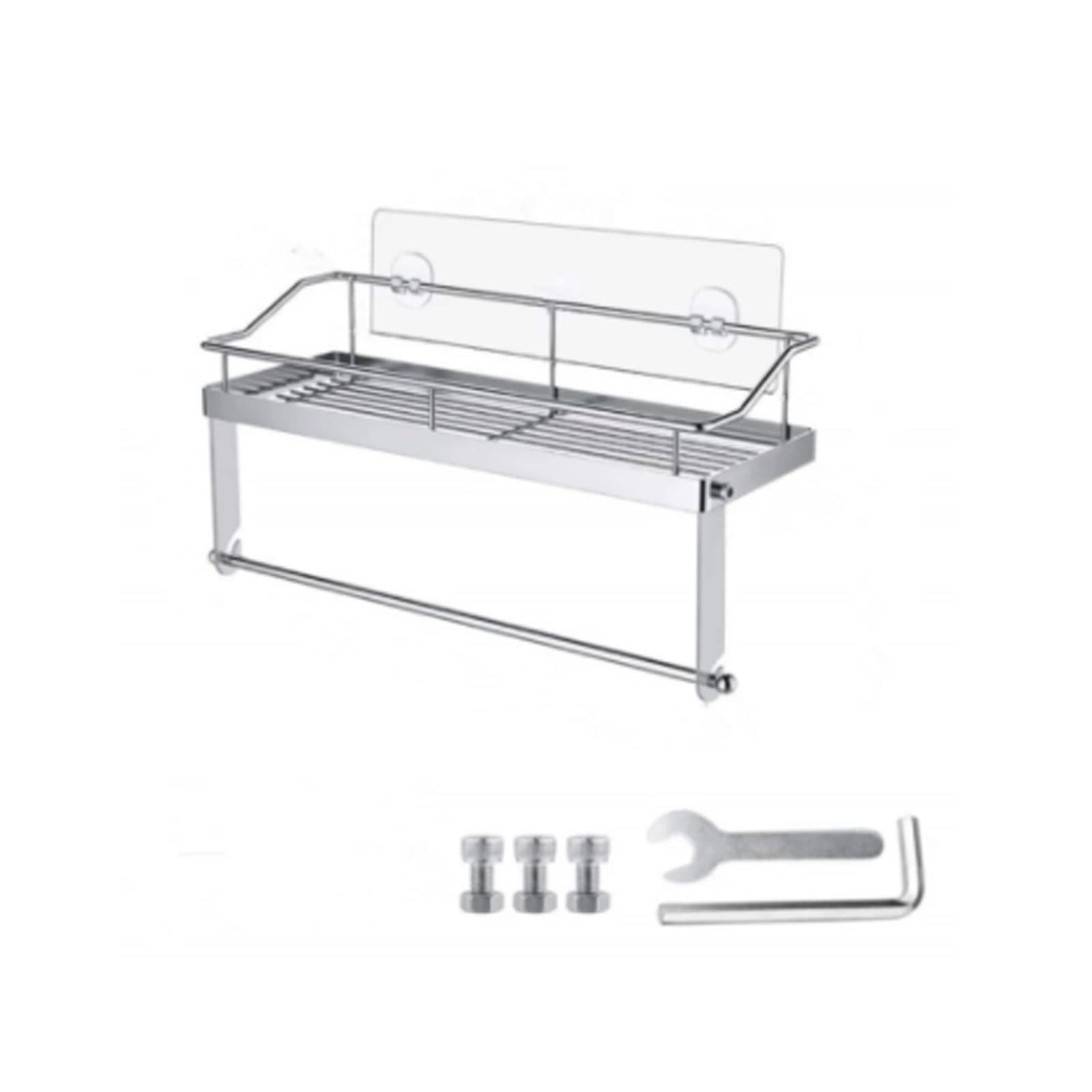 No Drill Adhesive Wall Mounted Paper Towel Holder with Shelf - 2-in-1 Kitchen & Bathroom Organizer Rack for Sponge, Utensils & Cleaning Supplies - Space Saving Storage Solution for Small Homes & Apartments