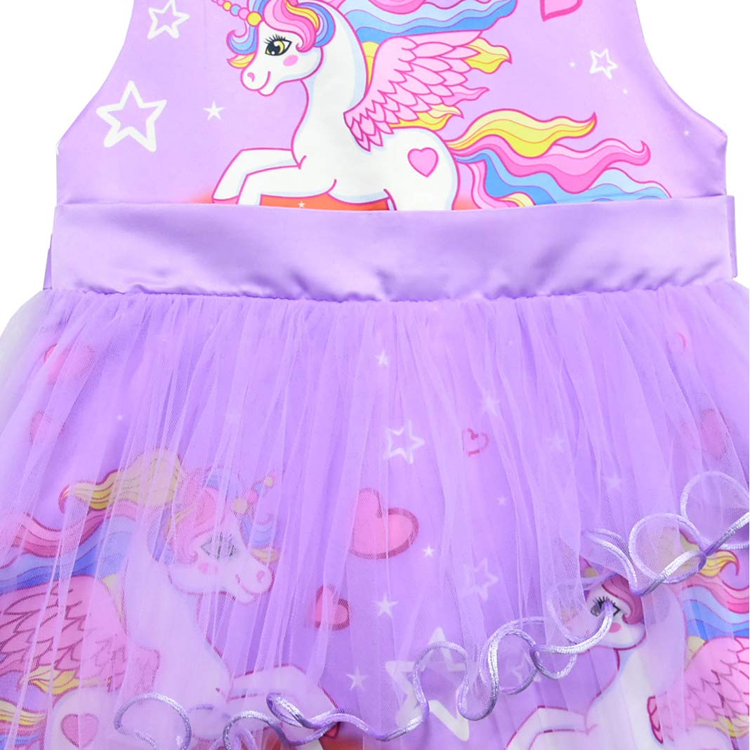 Rainbow Unicorn Princess Dress for Girls - Sparkly Tulle Birthday Party Costume in Pink & Purple | Perfect for Fairy Tale Themed Parties, Dress-Up Play & Special Occasions