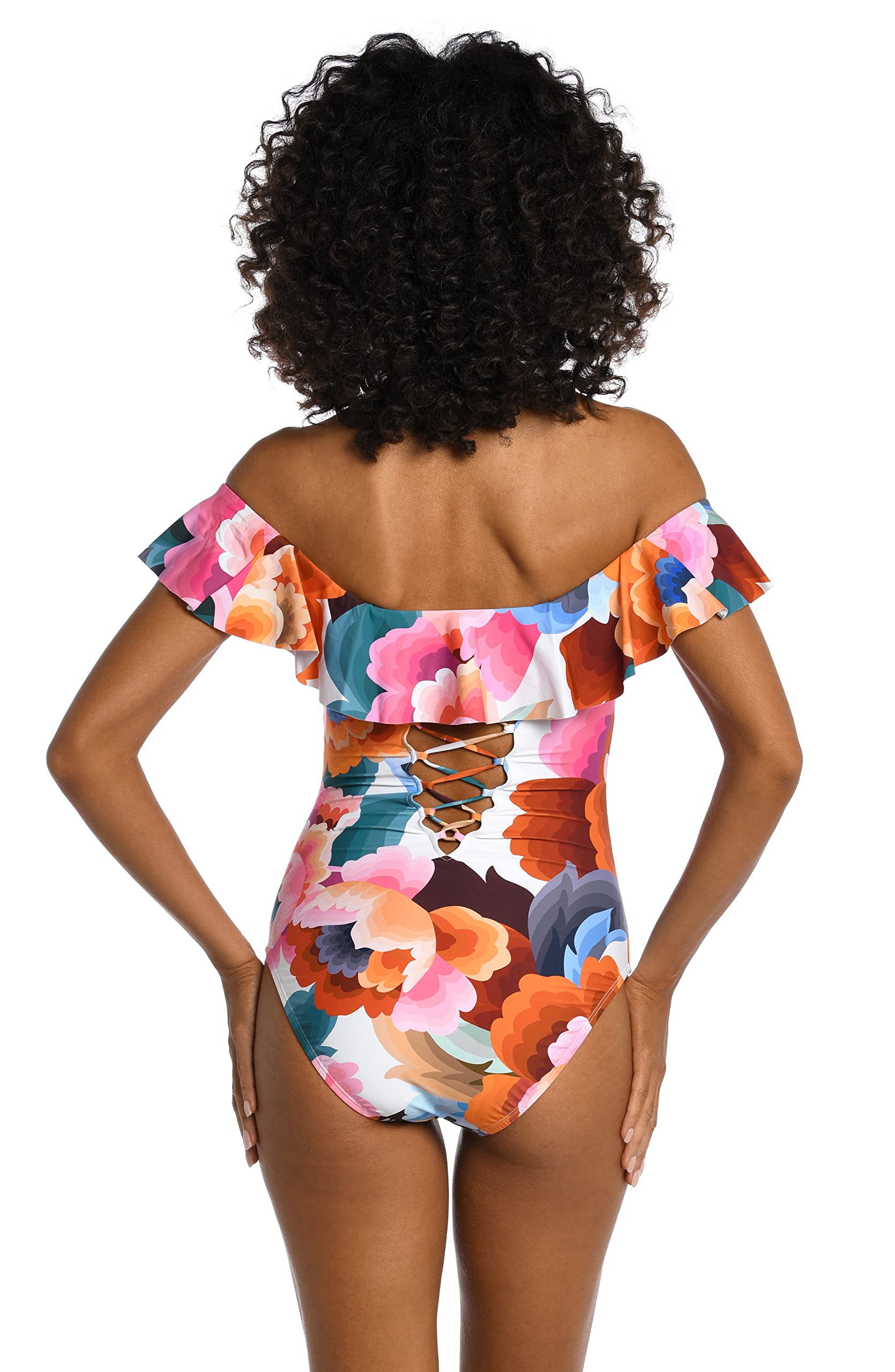 La Blanca Women's One Piece Swimsuit - Off Shoulder Ruffle Bathing Suit for Beach, Pool & Vacation | Sexy Summer Swimwear with Adjustable Straps