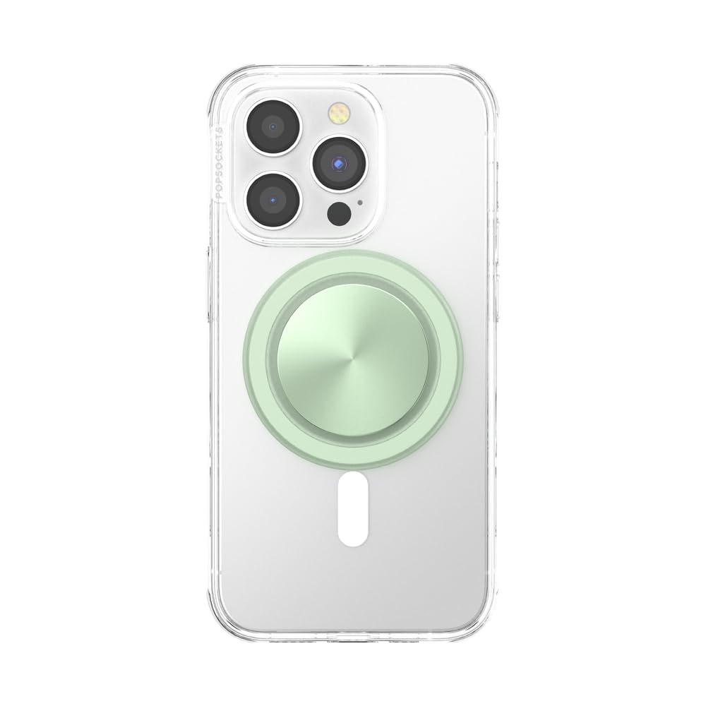 PopSockets MagSafe® Compatible Phone Grip with Adapter Ring - Aluminum Honeydew Phone Holder for Wireless Charging | Perfect for iPhone 12/13/14, Everyday Use & Travel Accessories