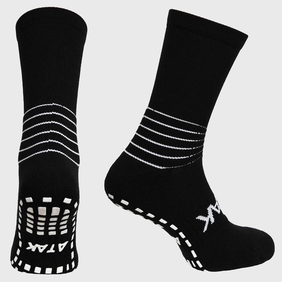 Atak Sports Compression Grip Socks for Men & Women - Black Non-Slip Athletic Socks for Running, Soccer, Basketball & Workout - Enhanced Performance & Comfort