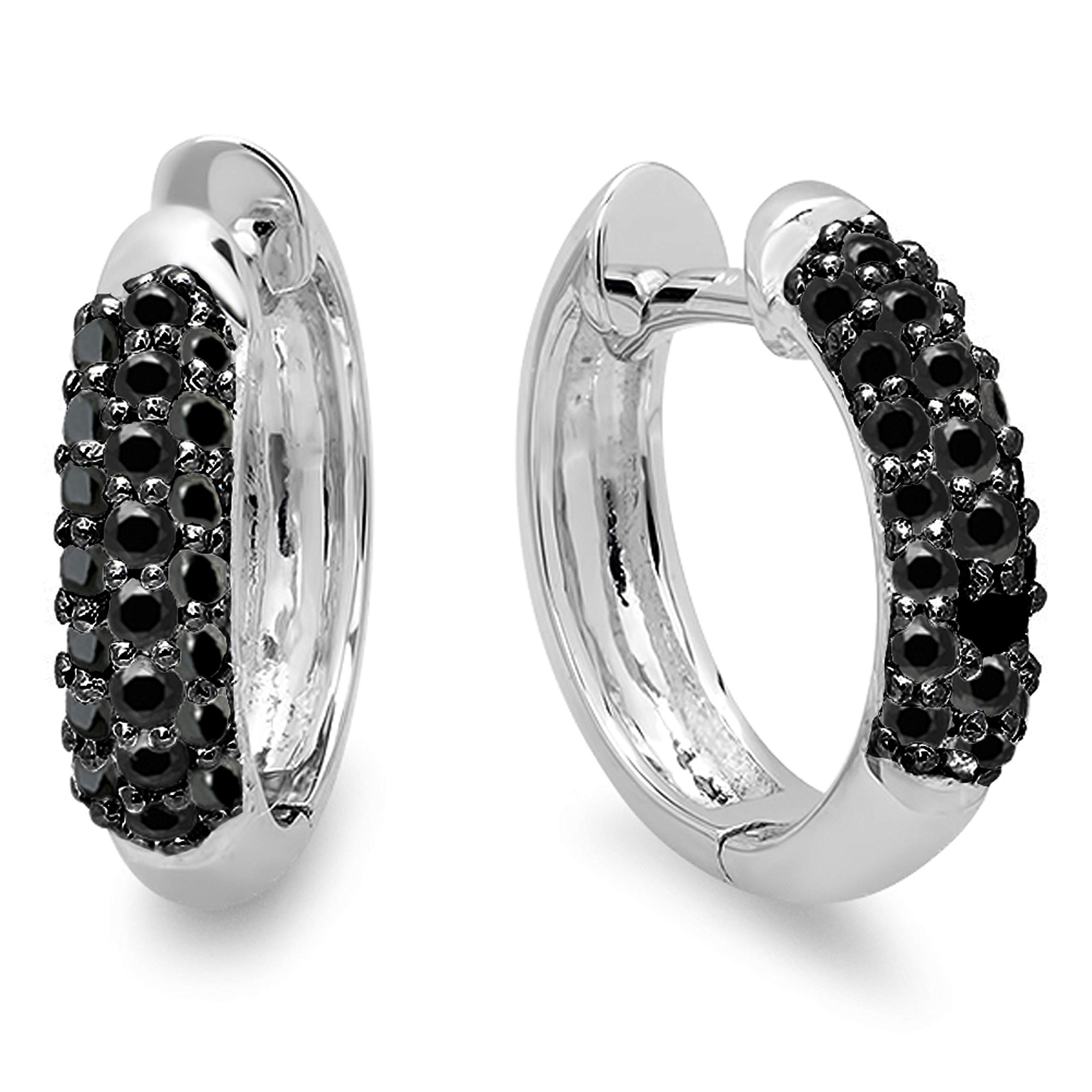 Dazzlingrock Collection 14K Solid White Gold Round Gemstone Women's Huggie Hoop Earrings - Perfect for Everyday Wear, Parties & Gifts