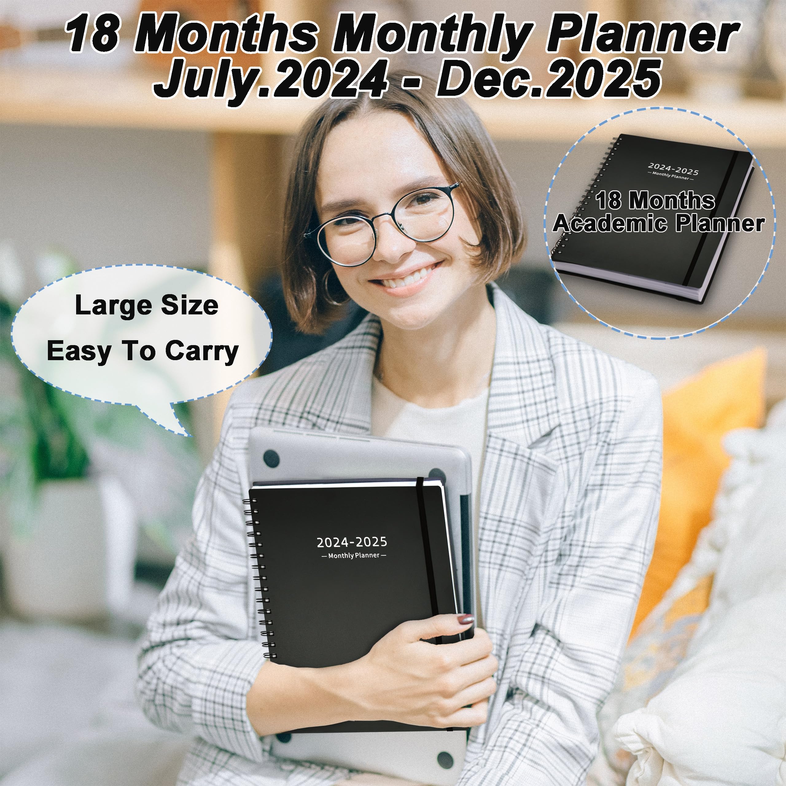 2024-2025 Monthly Planner - 18 Month Academic Calendar from July 2024 to December 2025 - 8.7