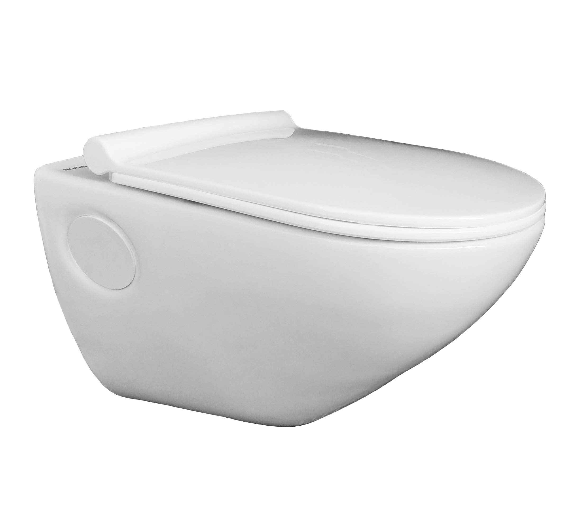 Belmonte Wall-Mounted Toilet with Flush Valve & Soft-Close Seat - White | Space-Saving Modern Bathroom Solution for Small Bathrooms & Powder Rooms