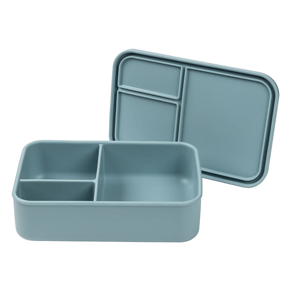Apollo 3-Piece Rectangle Silicone Bento Box Set - Leakproof & Microwave Safe Lunch Containers for Adults & Kids - Perfect for Meal Prep, Office Lunch, School, Picnics & Travel (Blue)