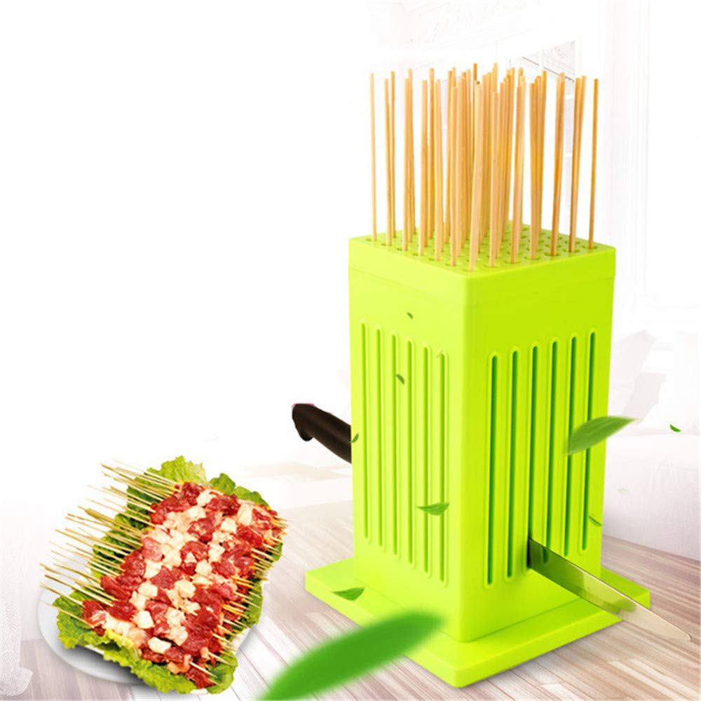 **ANGELA 49-Hole BBQ Grill & Kebab Maker Box with Skewers – Stainless Steel Barbecue Grill Accessories for Roasting Meat – Perfect for Outdoor Cooking, Camping, and Family Gatherings (Green)**