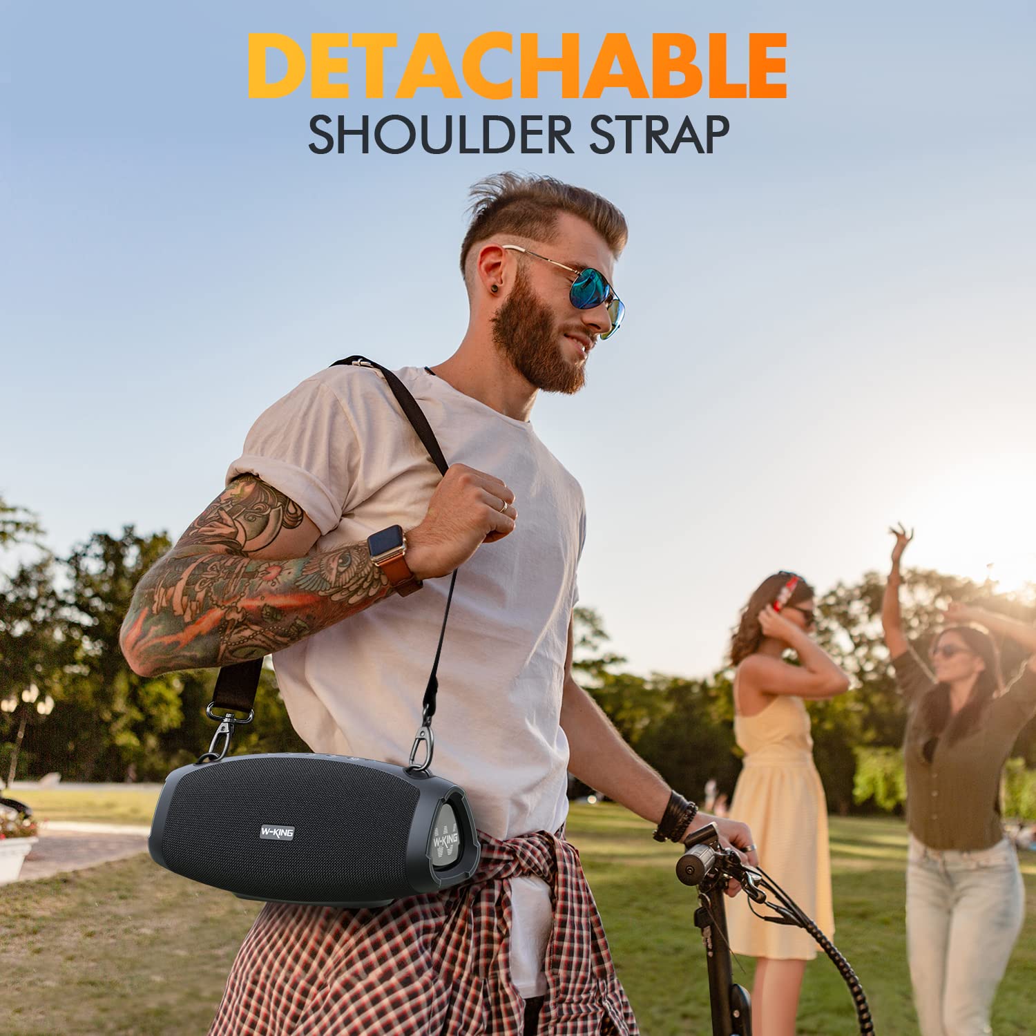 W-KING 120W Peak Bluetooth Speaker Wireless, 70W IPX6 Waterproof Outdoor Portable Speaker with Deep Bass, DSP, 42H Playtime, Power Bank, TF/AUX, EQ - Perfect for Parties, Beach, Camping & Outdoor Adventures