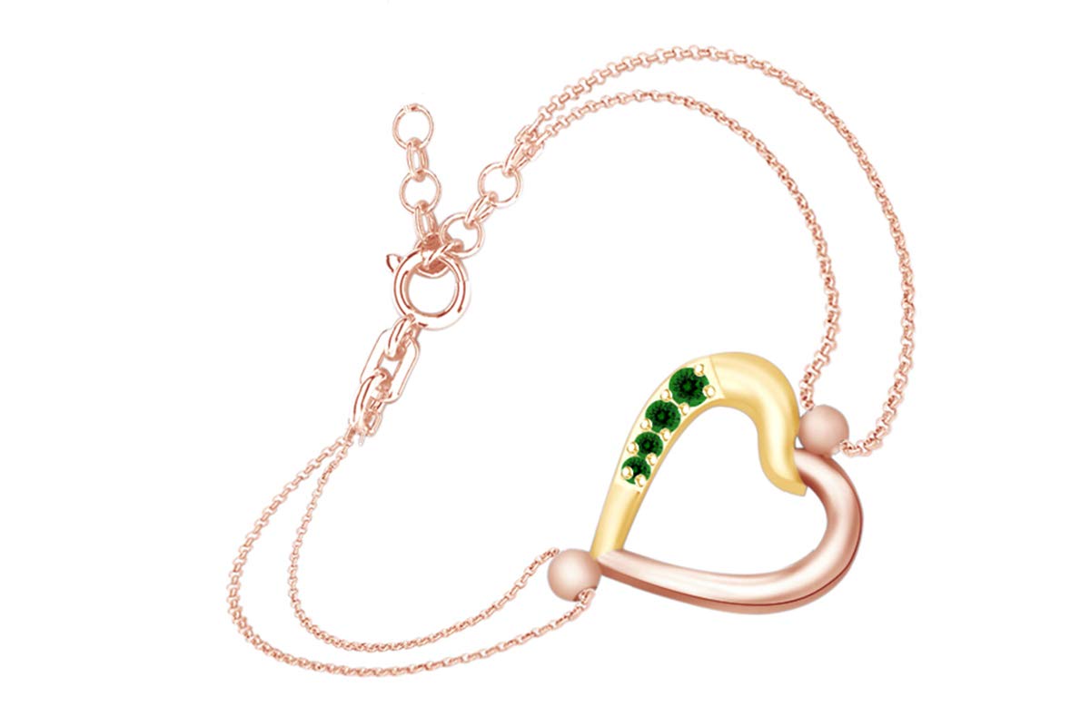 14k Rose Gold Over Sterling Silver Two-Tone Heart Link Chain Bracelet for Women - Perfect for Valentine's Day Gifts, Anniversary Presents & Everyday Elegant Jewelry