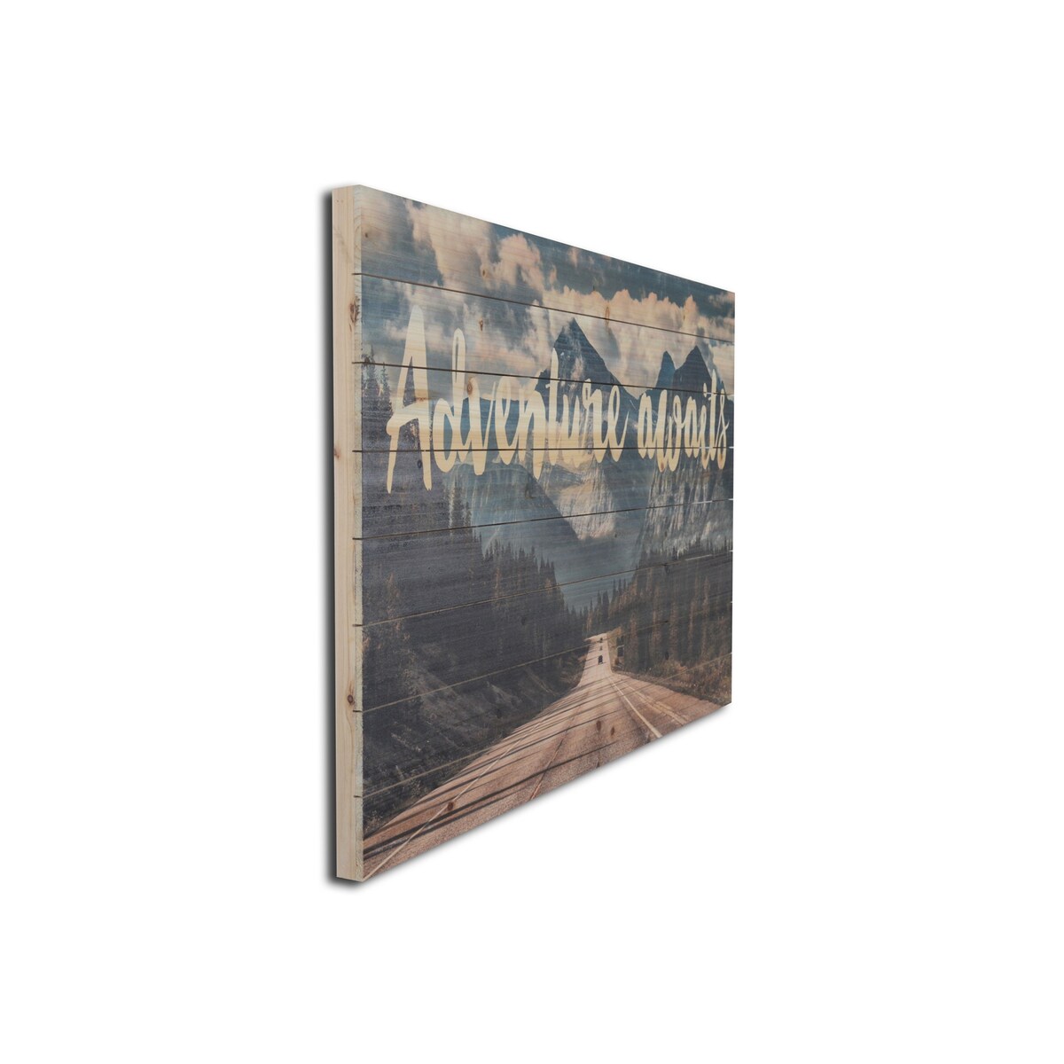 Adventure Awaits Mountain View Landscape Wood Wall Art Print - Nature Photography Decor for Living Room, Bedroom & Office