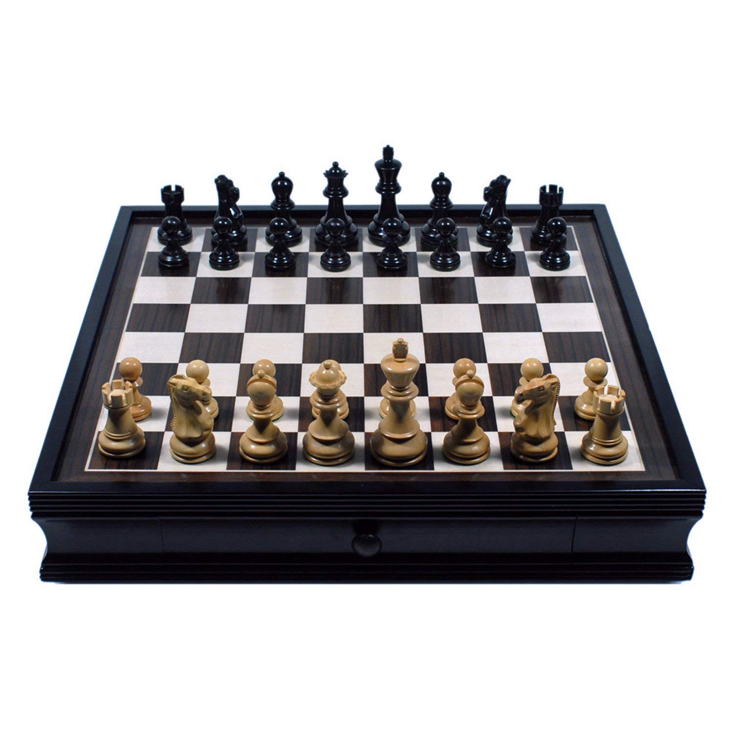 Premium English Chess Set with Pullout Storage Drawers - 19 Inch Wooden Chess Board for Adults & Kids - Perfect for Home, Office, and Travel Game Nights