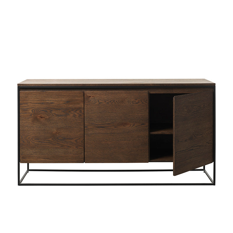 RIVOLI Sideboard Buffet Cabinet 61 Inch - Modern Smoked Oak & Black Finish - Perfect for Dining Room Storage, Living Room Organization, and Entryway Decor