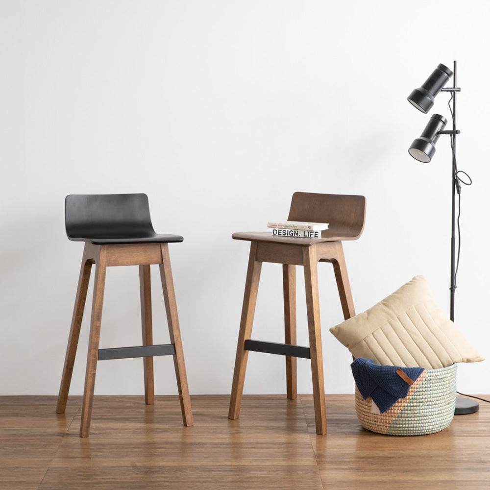AVA Modern Walnut Wood Bar Stool - Adjustable Height Counter Stool for Kitchen Island, Breakfast Bar & Home Decor
