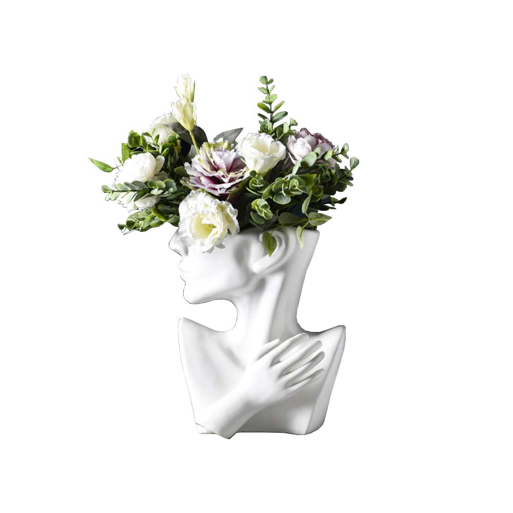 Ceramic Female Face Succulent Planter - Indoor/Outdoor Head Shaped Flower Pot for Home, Office & Garden Decor - Perfect for Succulents, Air Plants & Small Flowers