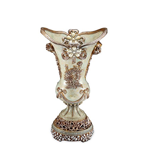 15.75 Inch Vintage Rose Vase - Elegant Floral Centerpiece for Home Decor, Wedding, Table Setting & Gift Giving