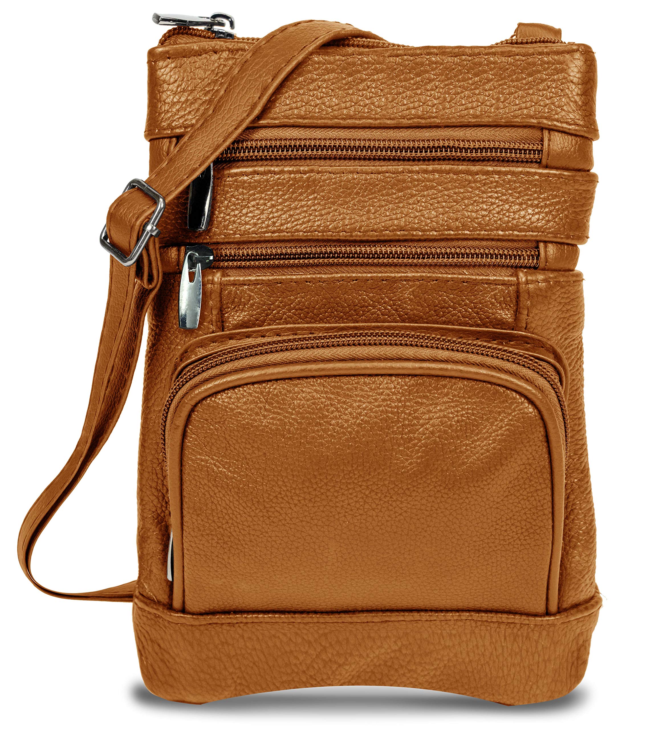 Premium Genuine Leather Crossbody Purse for Women - Multi-Pocket Adjustable Shoulder Bag with Soft Durable Leather - Perfect for Travel, Shopping & Everyday Use