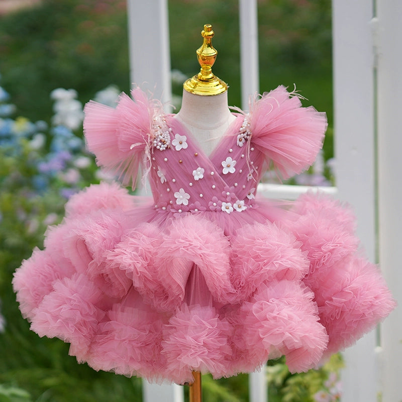 Adorable Pink Fluffy Princess Dress for Baby Girls - Toddler Pageant Gown & Party Outfit for Special Occasions