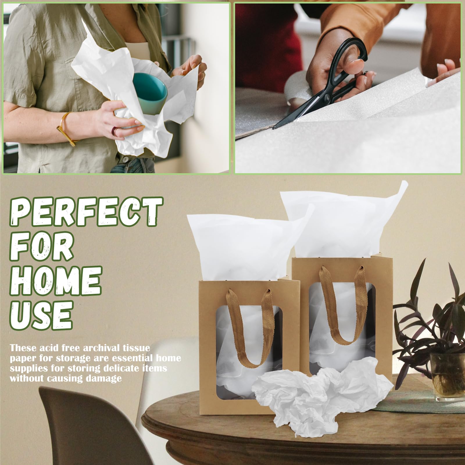 RYKOMO 200 Sheets 15x20 Inch Acid-Free Archival Tissue Paper - Unbuffered, No Acid, White, Lignin-Free for Preserving Textiles, Linens & Gift Wrapping | Perfect for Wedding Invitations, Scrapbooking & Art Conservation