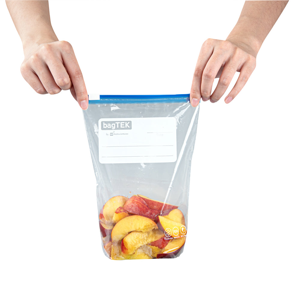 BPA-Free 1 Quart Clear Plastic Freezer Bags with Expandable Bottom & Write-On Label - 25 Count Box (6