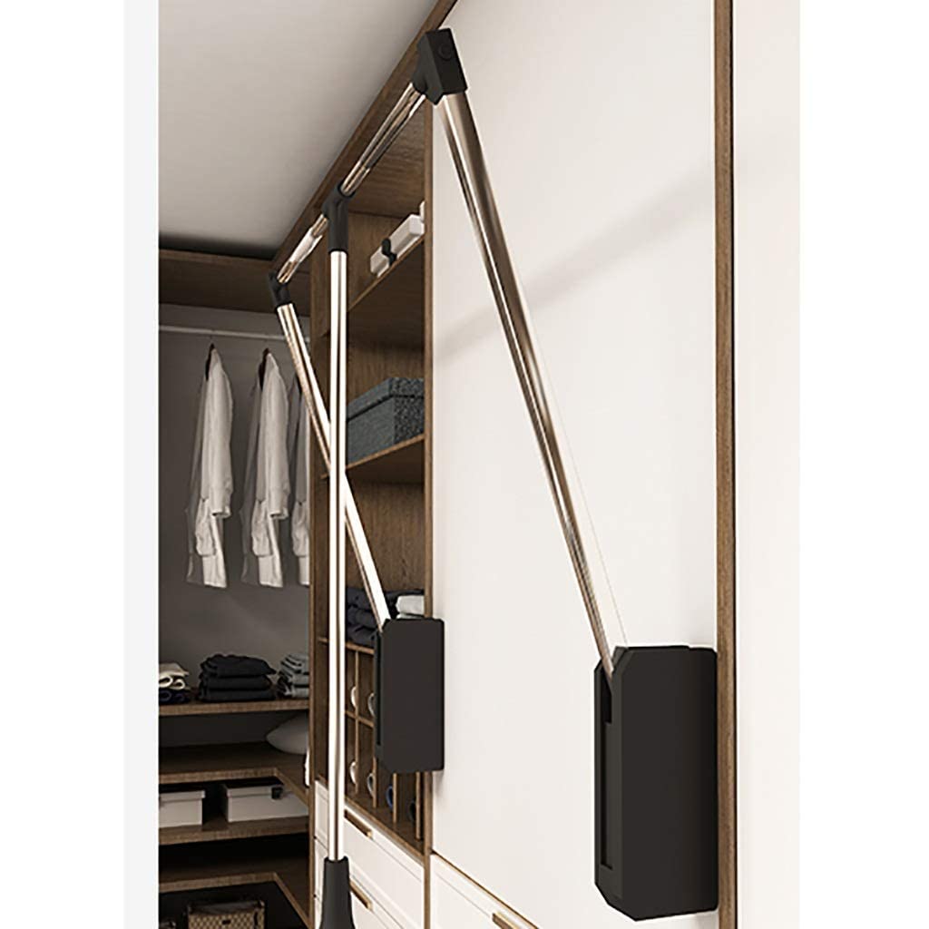 Wall-Mounted Industrial Clothes Rail - Adjustable Width Floating Shelves & Pull-Down Clothes Bar for Bedroom Closet Organization | Heavy Duty Garment Rack for Hanging Clothes | Space-Saving Storage Solution for Small Apartments
