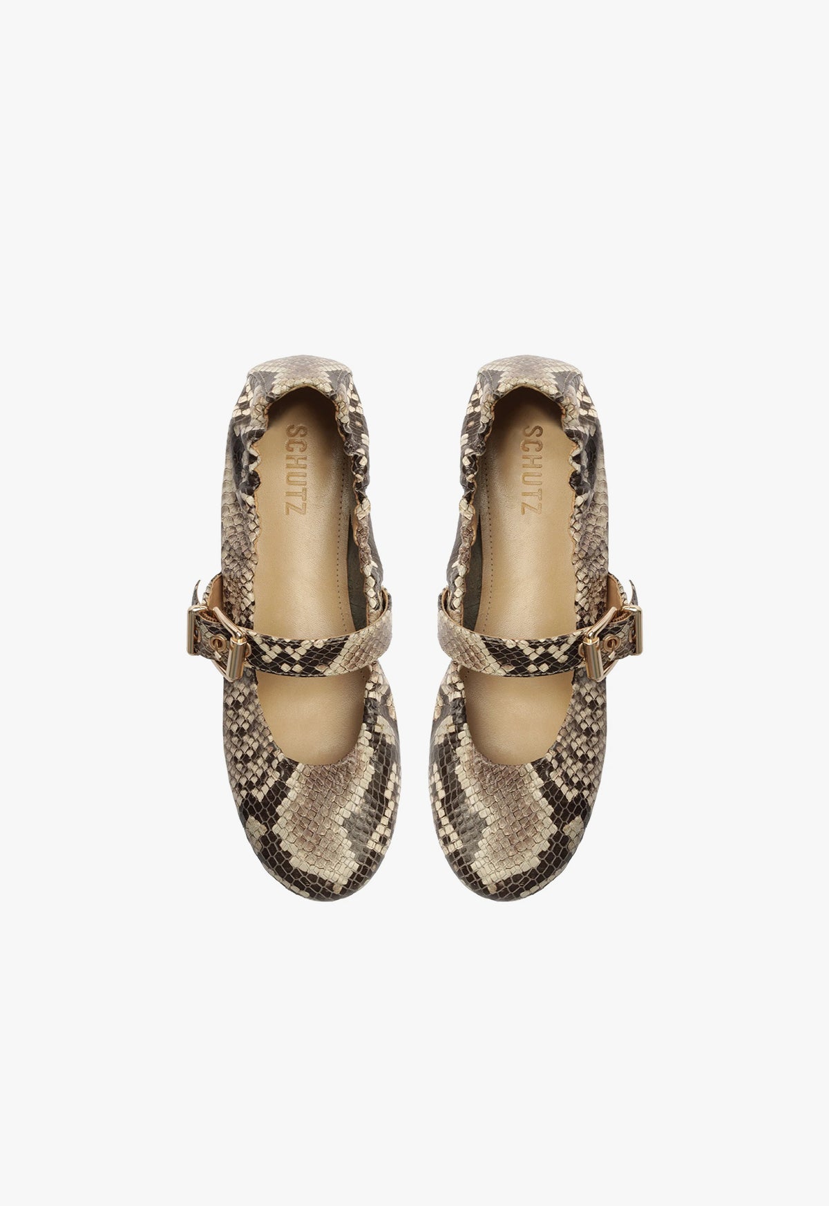 Calita Snake Embossed Leather Flat Shoes - Women's Comfortable Slip-On Loafers for Work, Office & Casual Wear