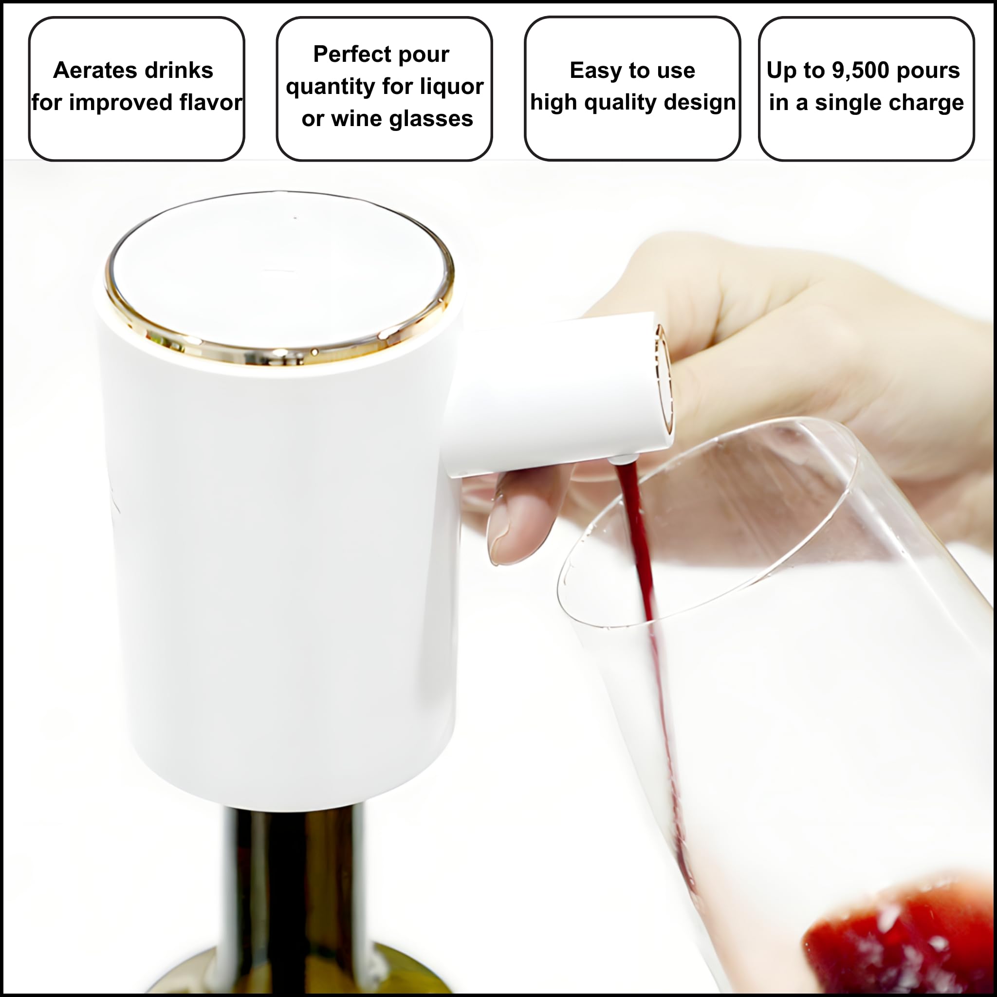 Electric Wine Aerator Dispenser for Wine, Whiskey, Soju & Liquor - Automatic Wine Pourer & Decanter with Built-in Aerator - Perfect for Home Bars, Parties & Wine Tasting Events