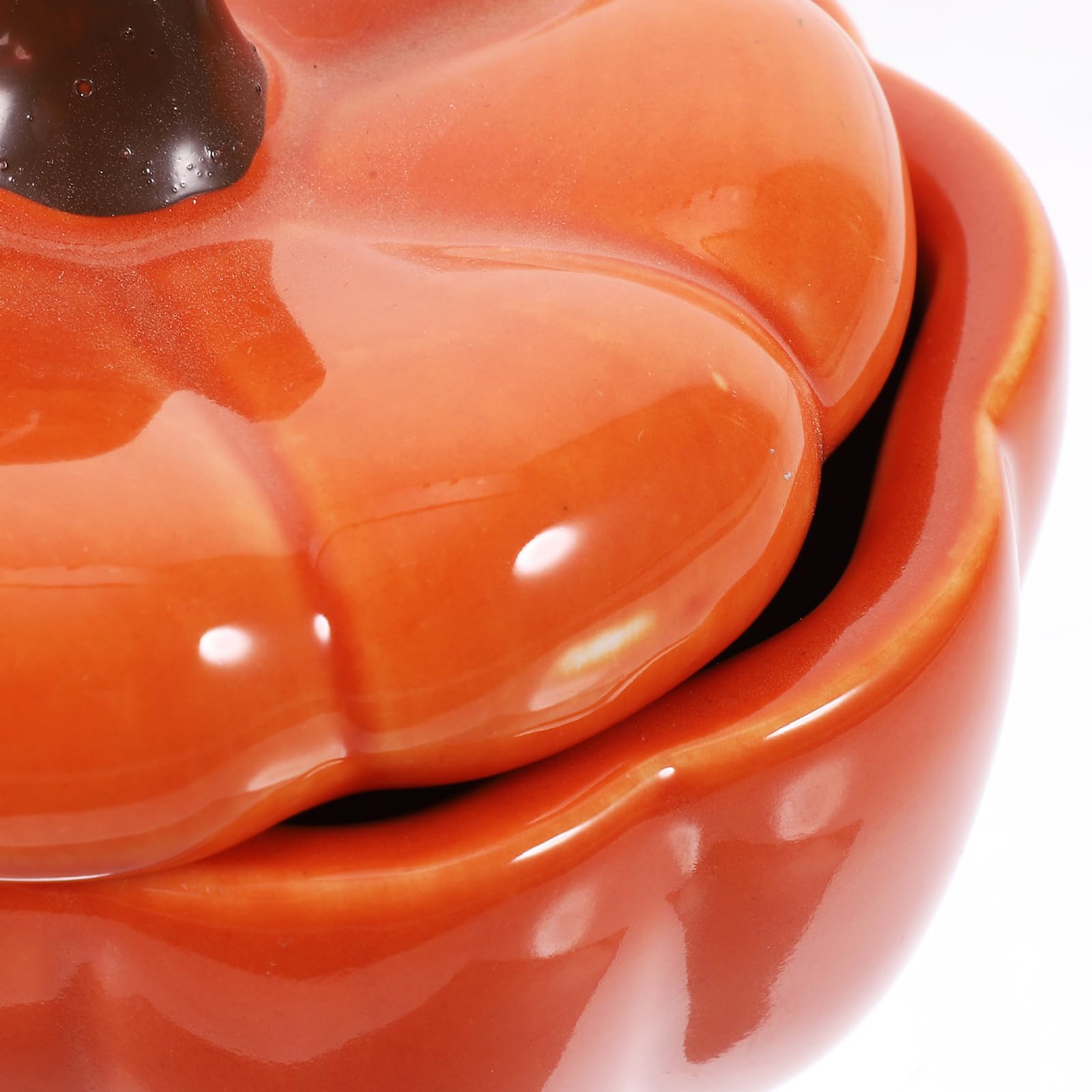 SOLUSTRE Ceramic Pumpkin Candle Holder - Halloween & Thanksgiving Candlestick with Lid, Decorative Soup Bowl for Home Table Decor | Perfect for Fall Centerpieces, Holiday Parties & Cozy Dining