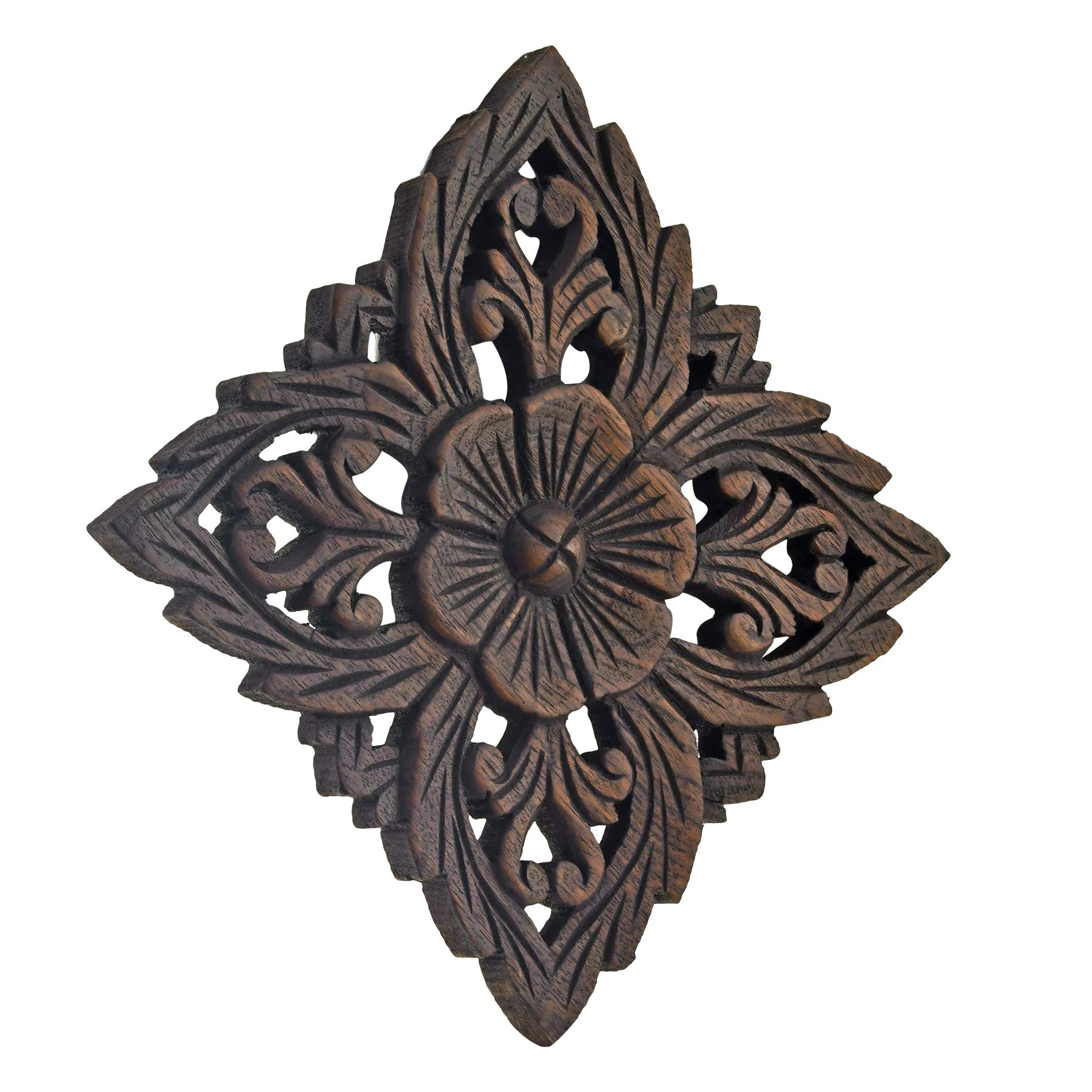 Hand Carved Wooden Wall Art with Floral Design - Elegant Home Decor for Living Room, Bedroom & Office - Perfect for Boho, Farmhouse & Modern Interior Styles