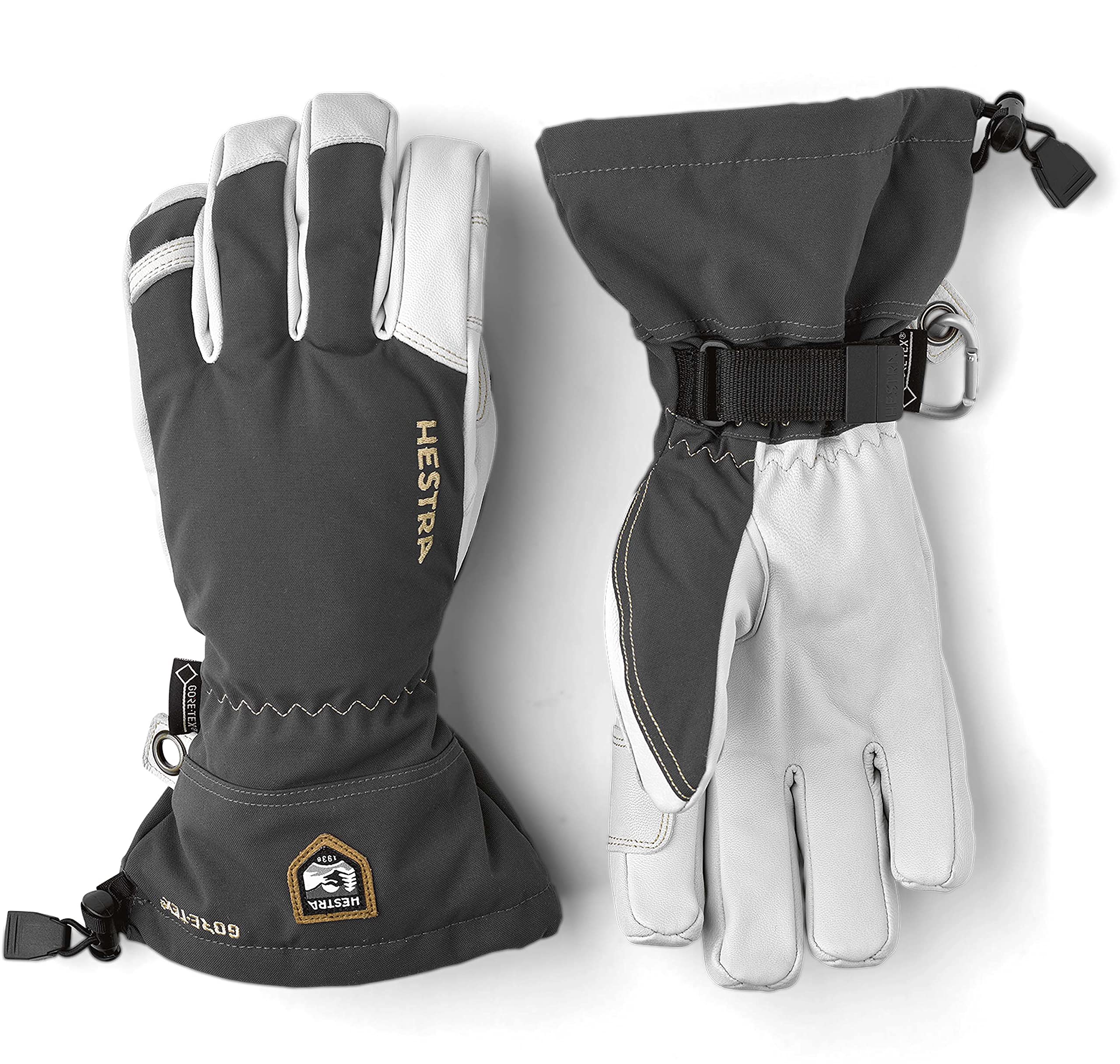 Hestra Waterproof Ski Gloves for Men & Women - Army Leather Gore-Tex Insulated Cold Weather Gloves for Skiing, Snowboarding & Winter Outdoor Activities
