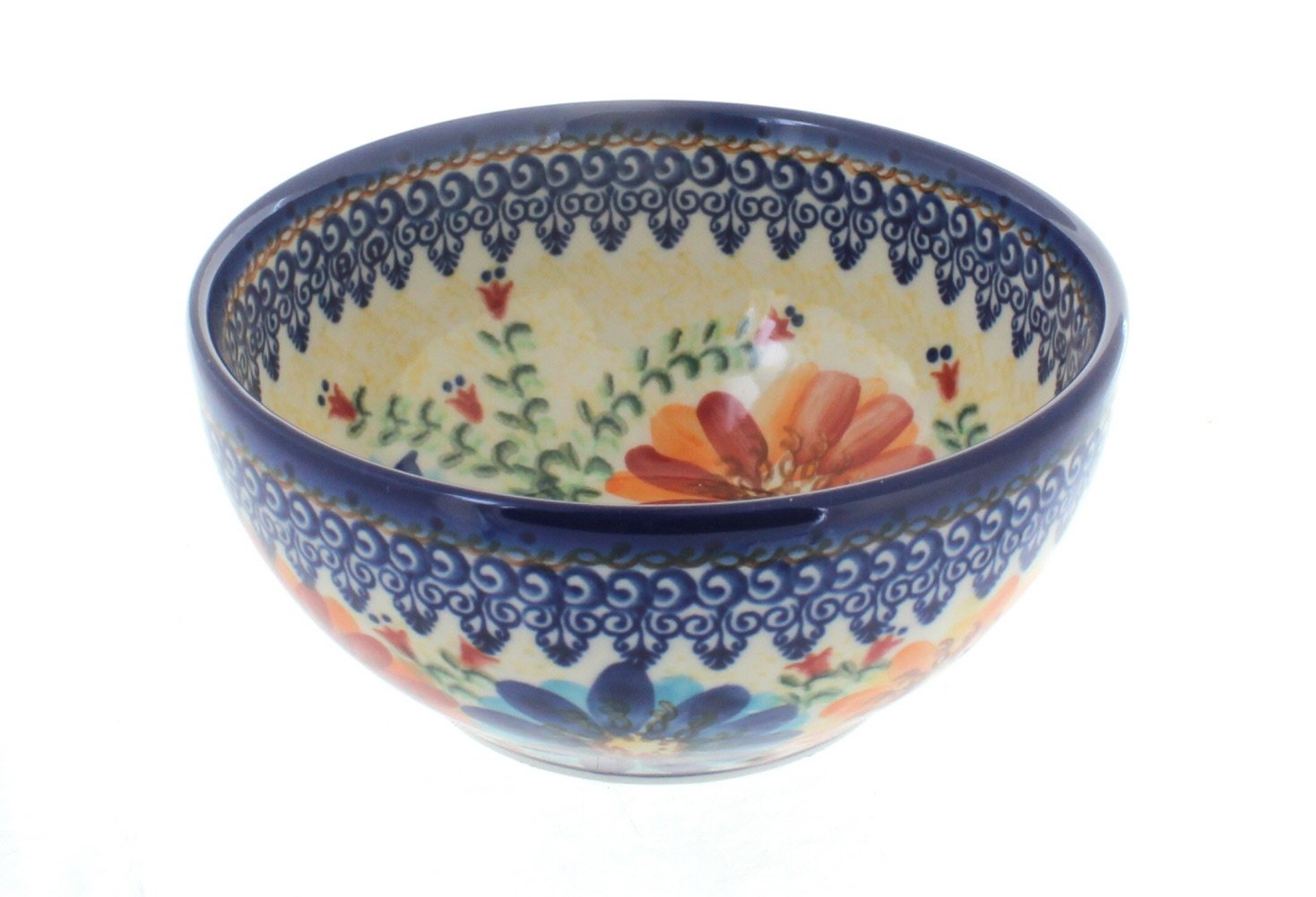 Blue Rose Polish Pottery Autumn Burst Cereal Bowl | Handmade Soup Bowl | Microwave & Dishwasher Safe | Perfect for Breakfast, Soup, Salad & Home Decor