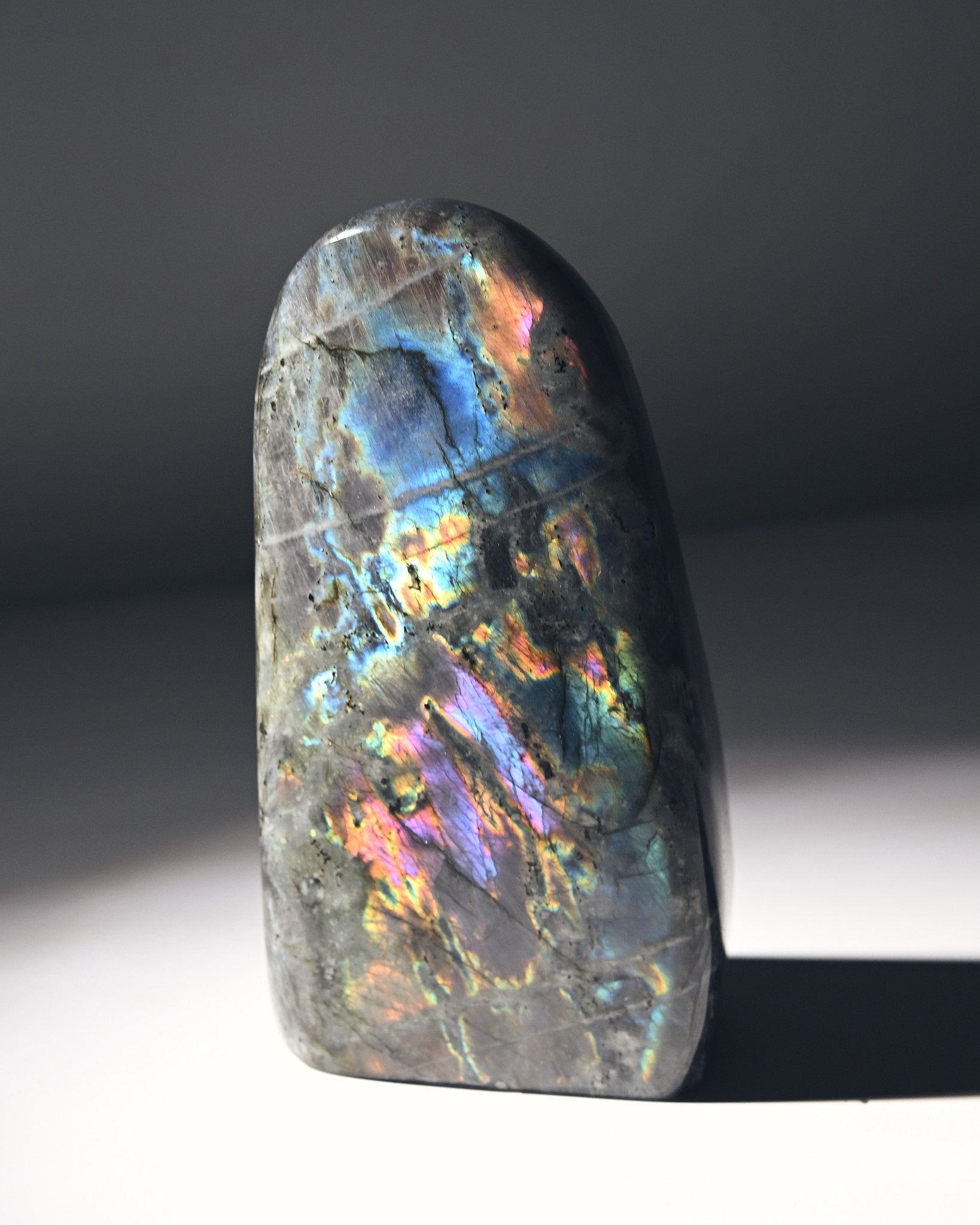 Natural Purple Labradorite Free Form Stone - Polished Healing Crystal (4.1lbs) for Meditation, Home Decor & Spiritual Energy Work
