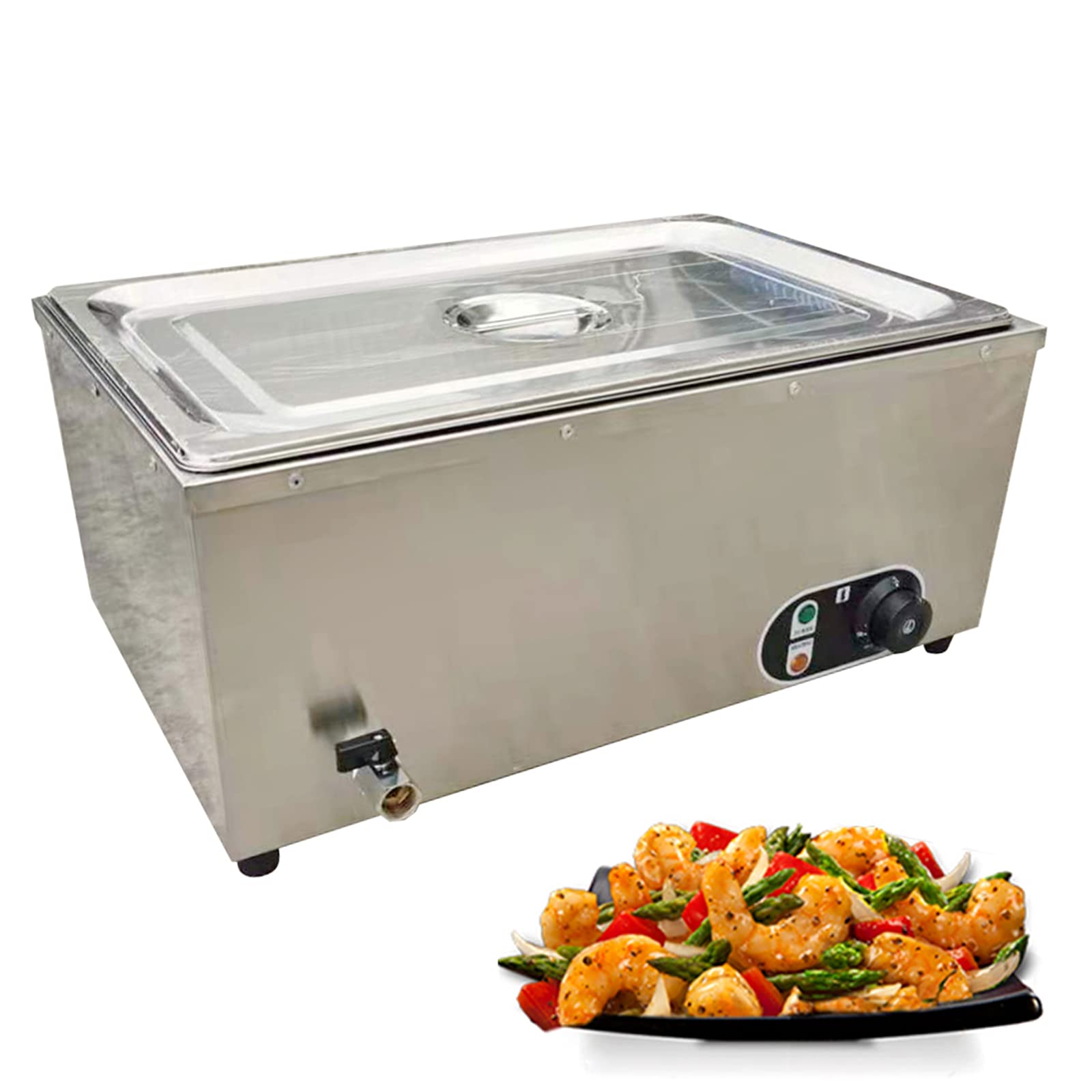 110V Commercial Electric Food Warmer - Stainless Steel Countertop Steam Table for Soup, Bain Marie & Buffet | Restaurant, Catering & Home Kitchen Use
