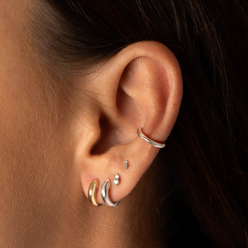 Rose Gold Midi Huggie Earrings for Women - Minimalist Hoop Earrings for Everyday Wear, Date Night & Gifting