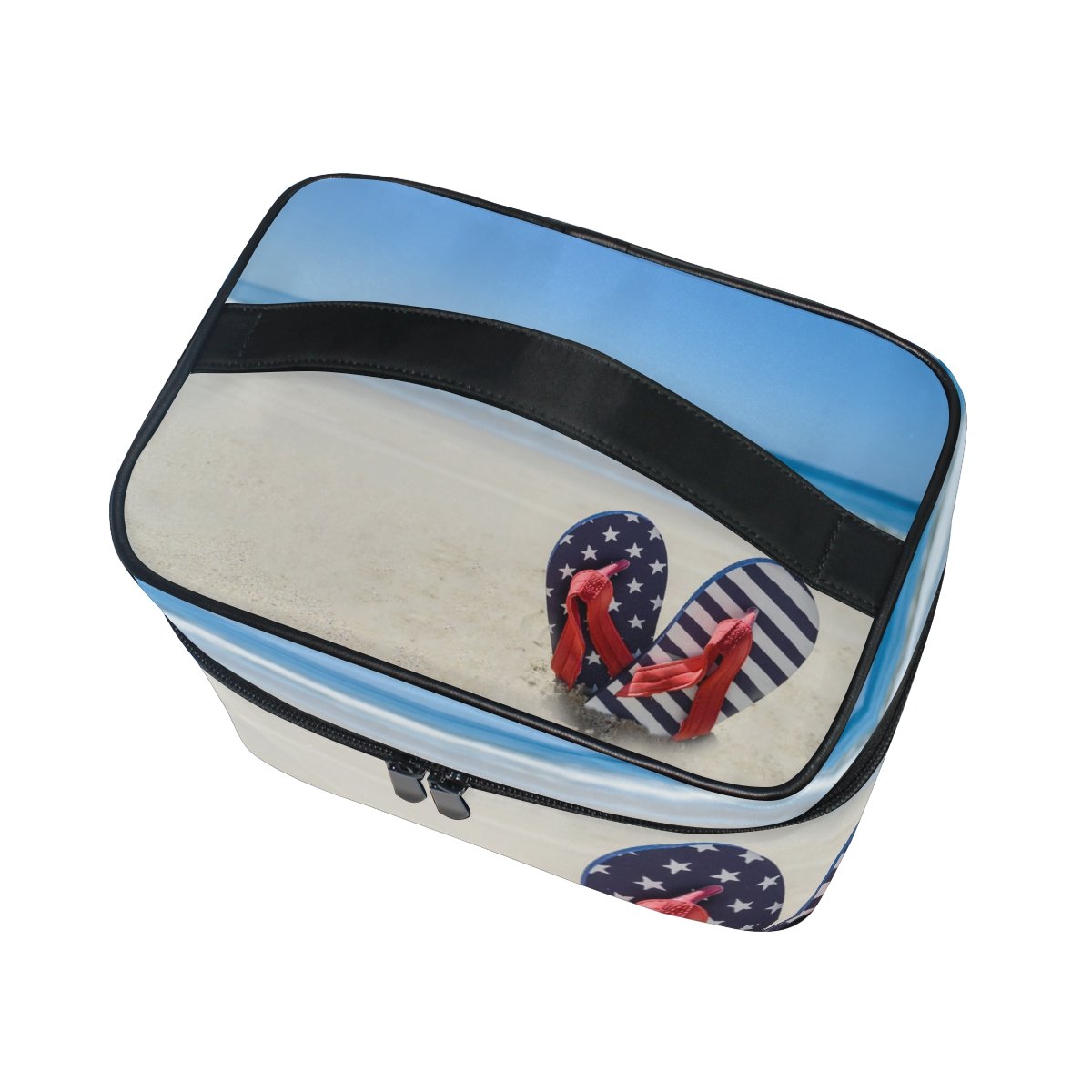 Cooper Girl Waterproof Sea Beach Flip Flop Cosmetic Bag - Travel Makeup Train Case Storage Organizer for Women - Perfect for Beach Vacation, Pool Party & Travel Essentials