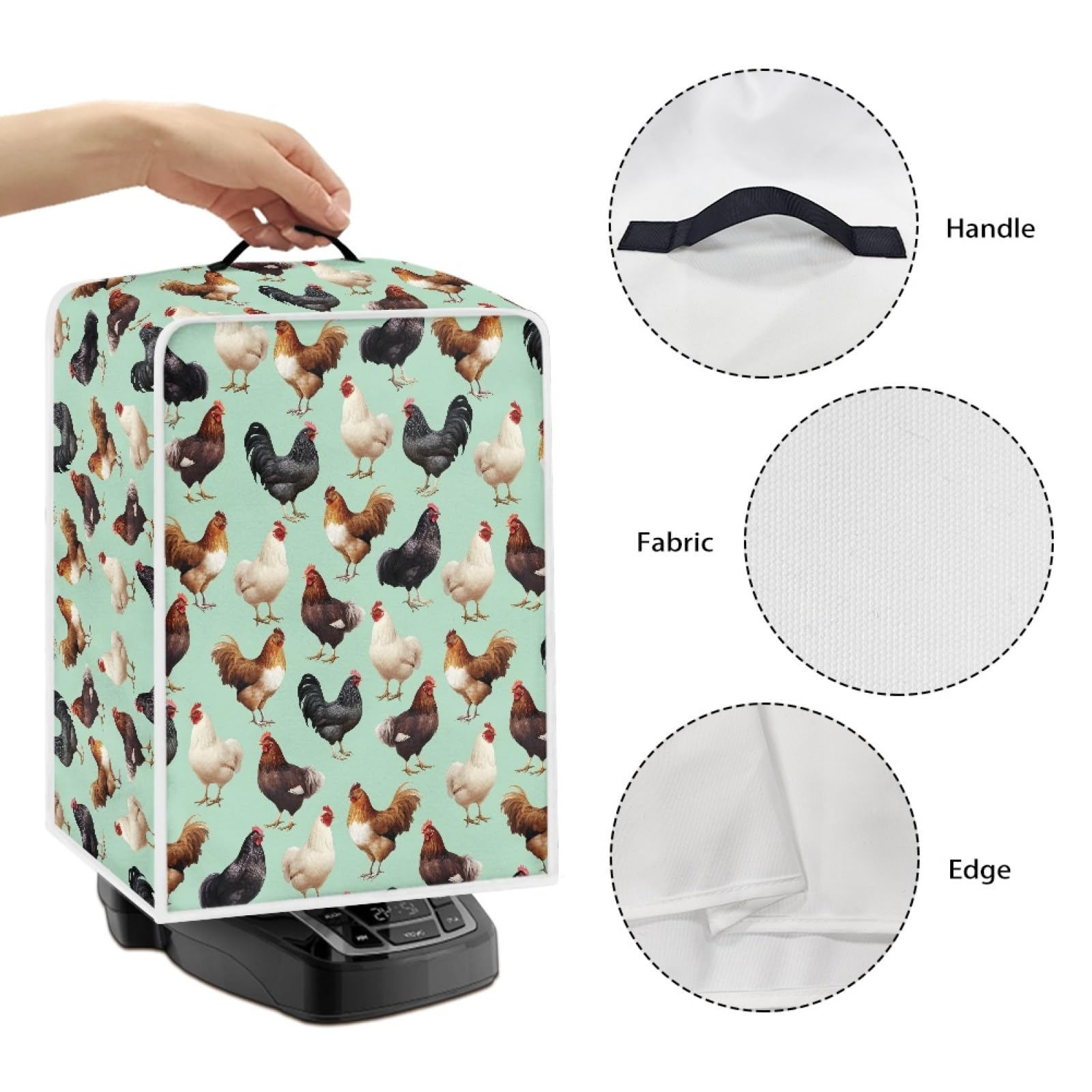 GLENLCWE Rooster Print Dust Cover for Coffee Makers, Blenders & Mixers - Protective Appliance Cover with Top Handle | Dust Protection for Kitchen Countertops & Small Appliances