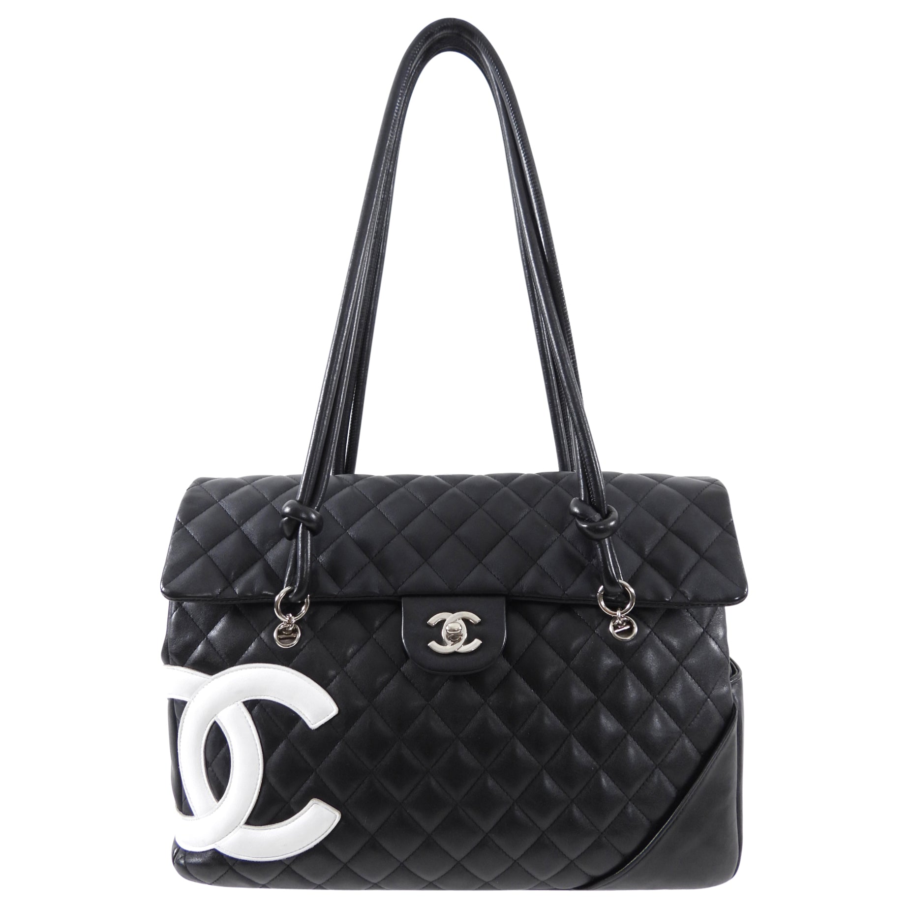 Chanel Black and White Cambon CC Shoulder Flap Bag - Luxury Designer Handbag for Women | Perfect for Parties, Dating & Special Occasions