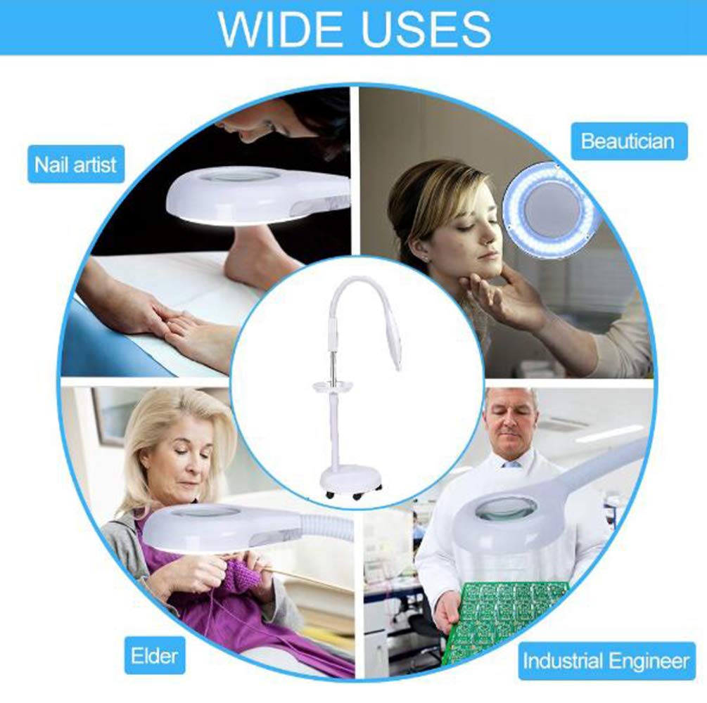 16X Magnifying Floor Lamp with 360° Rotation & Adjustable Height - LED Cold Lighting for Skin Care, Nail Art, Tattoo & Beauty Salon Use | Perfect for Professional Makeup Application & Detailed Beauty Treatments