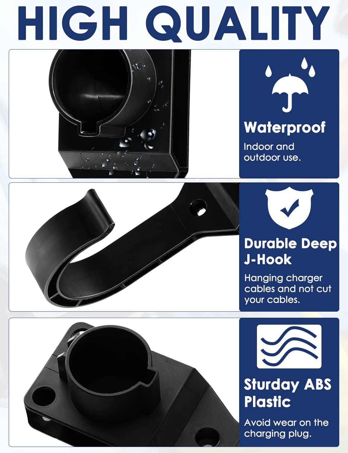 SAE J1772 EV Charger Holder Wall Mount - Universal Electric Vehicle Charging Cable Organizer for BMW, Chevy Bolt, Nissan Leaf, Ford F-150 & More - Perfect for Home Garage & Public Charging Stations
