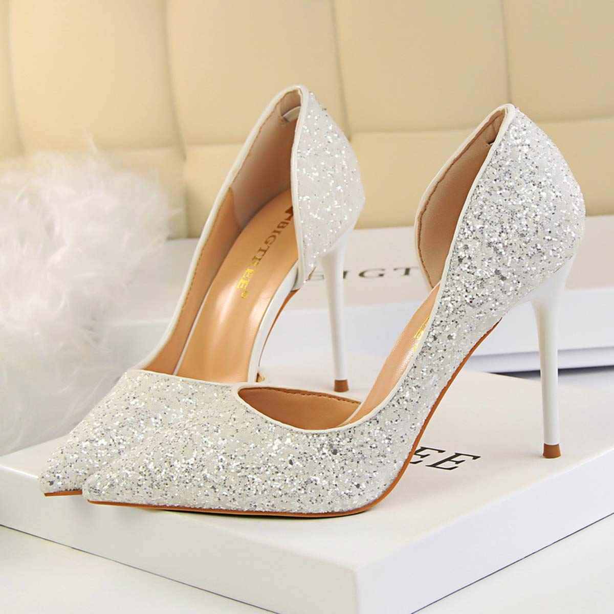 JOEupin Women's Stiletto High Heel Pumps - Sexy Pointed Toe Dress Shoes for Weddings, Parties & Evening Events | Comfortable Semi-Open Design for Women's Formal Occasions