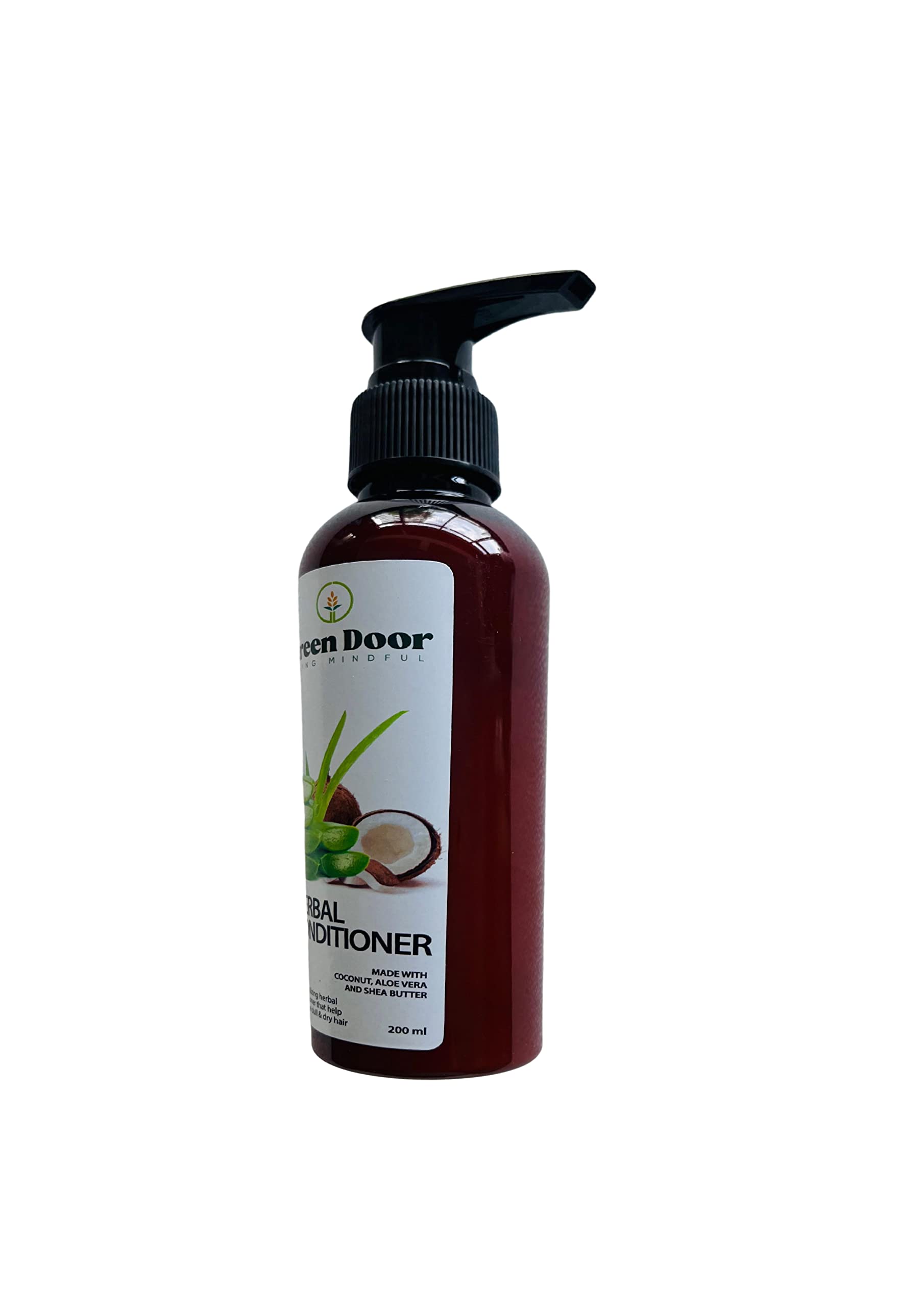 Green Door Natural Herbal Hair Conditioner with Coconut, Aloe Vera & Shea Butter - 200ml | Deep Moisturizing & Repairing for Dry, Damaged Hair - Perfect for Daily Hair Care & Salon Treatments