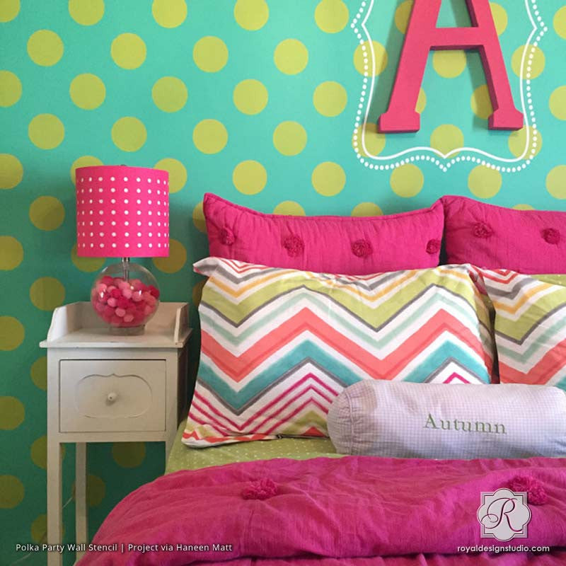 Polka Party Wall Stencil - DIY Home Decor Stencils for Walls, Floors & Furniture - Perfect for Nursery, Kids Room & Party Decorations