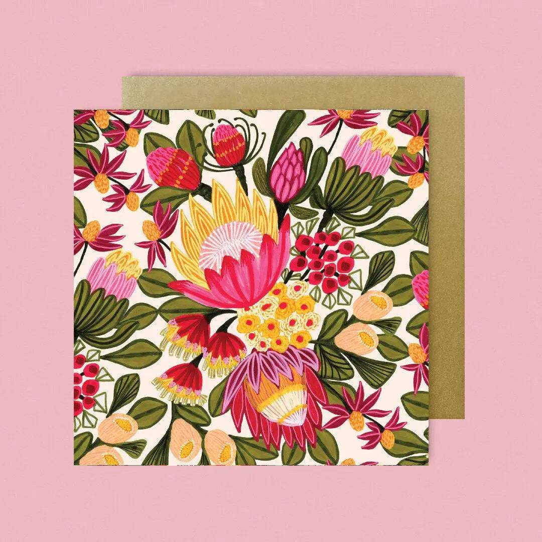 Wild Proteas Australian Greeting Cards | Unique Floral Design for Birthday, Wedding & Thank You Cards | Perfect for Special Occasions & Gift Giving