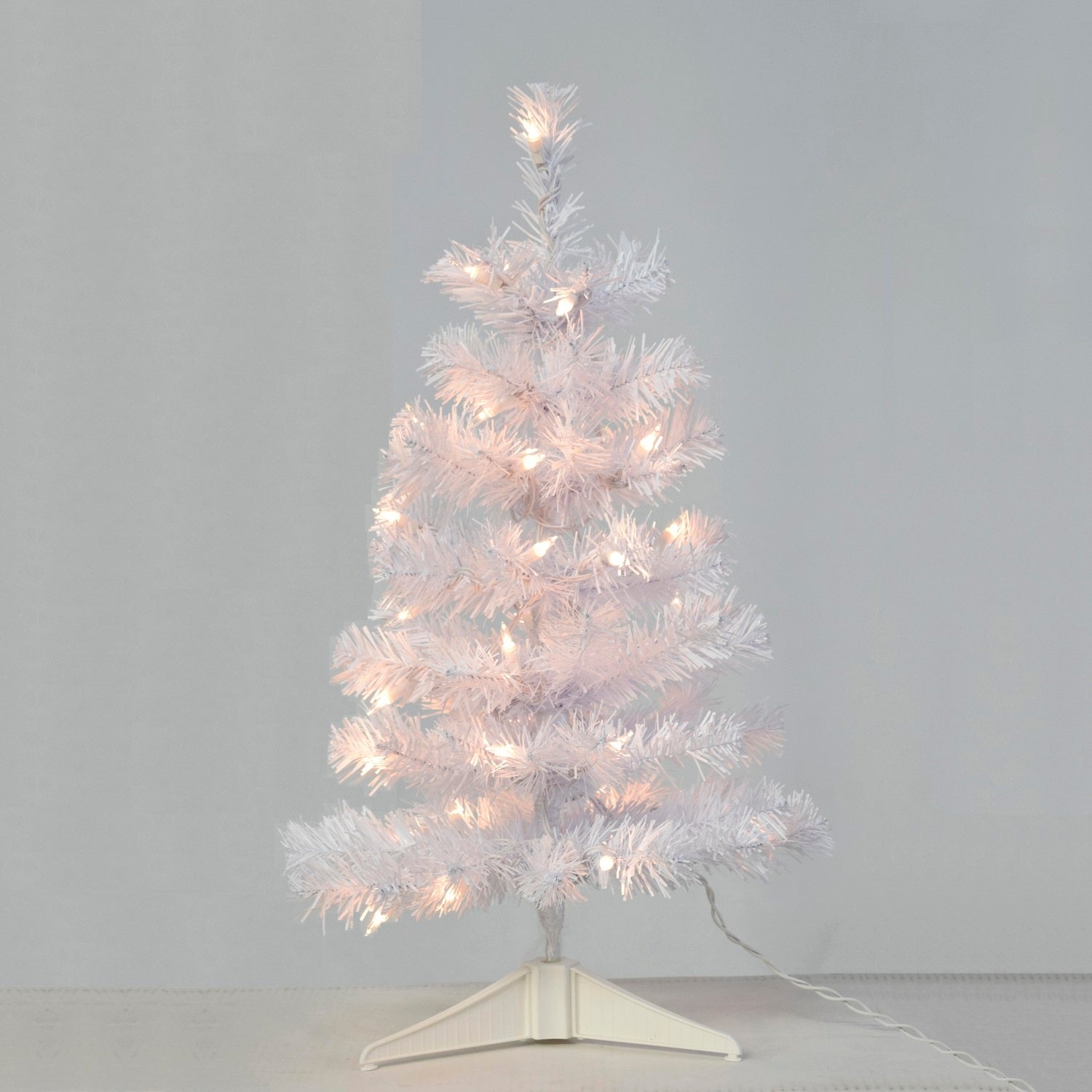 (Clear) White Mini Artificial Tree with Clear Lights