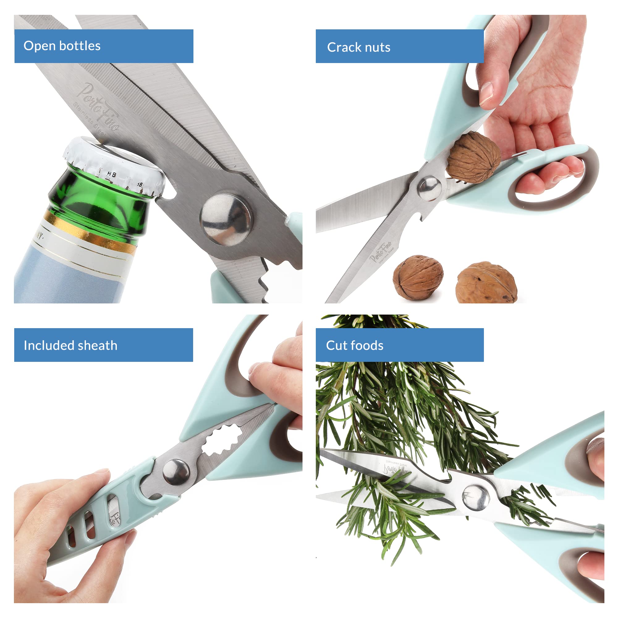 Premium Stainless Steel Kitchen Scissors - Heavy Duty Food Shears for Cutting Meat, Chicken, Fish, Vegetables & Herbs - Multipurpose Cooking Scissors - Perfect for Meal Prep, Butchering & Culinary Tasks