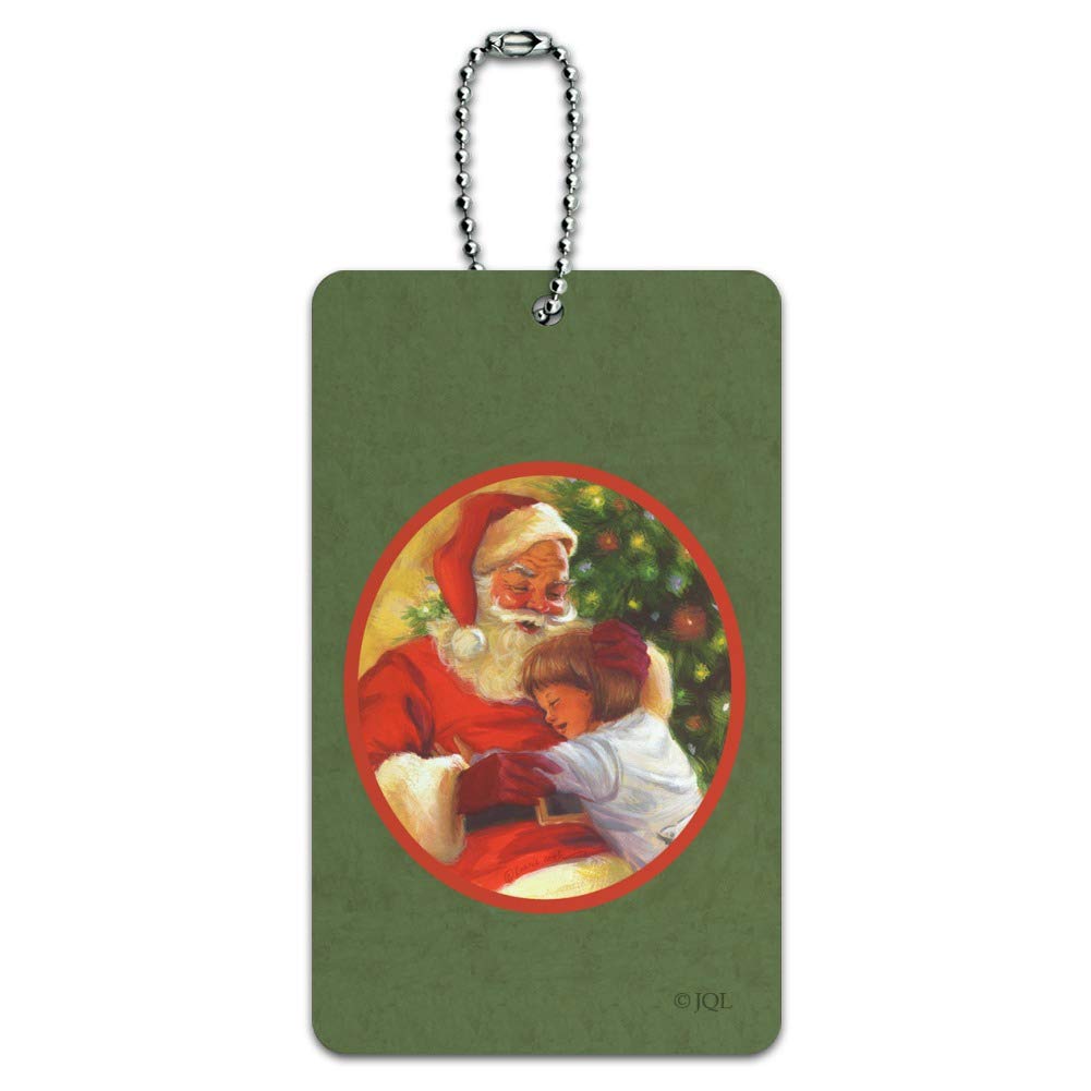 Christmas Holiday Jolly Santa and Child Luggage Tag - Durable Carry-On ID Tag for Suitcases - Perfect for Travel, Gifts & Holiday Decorations