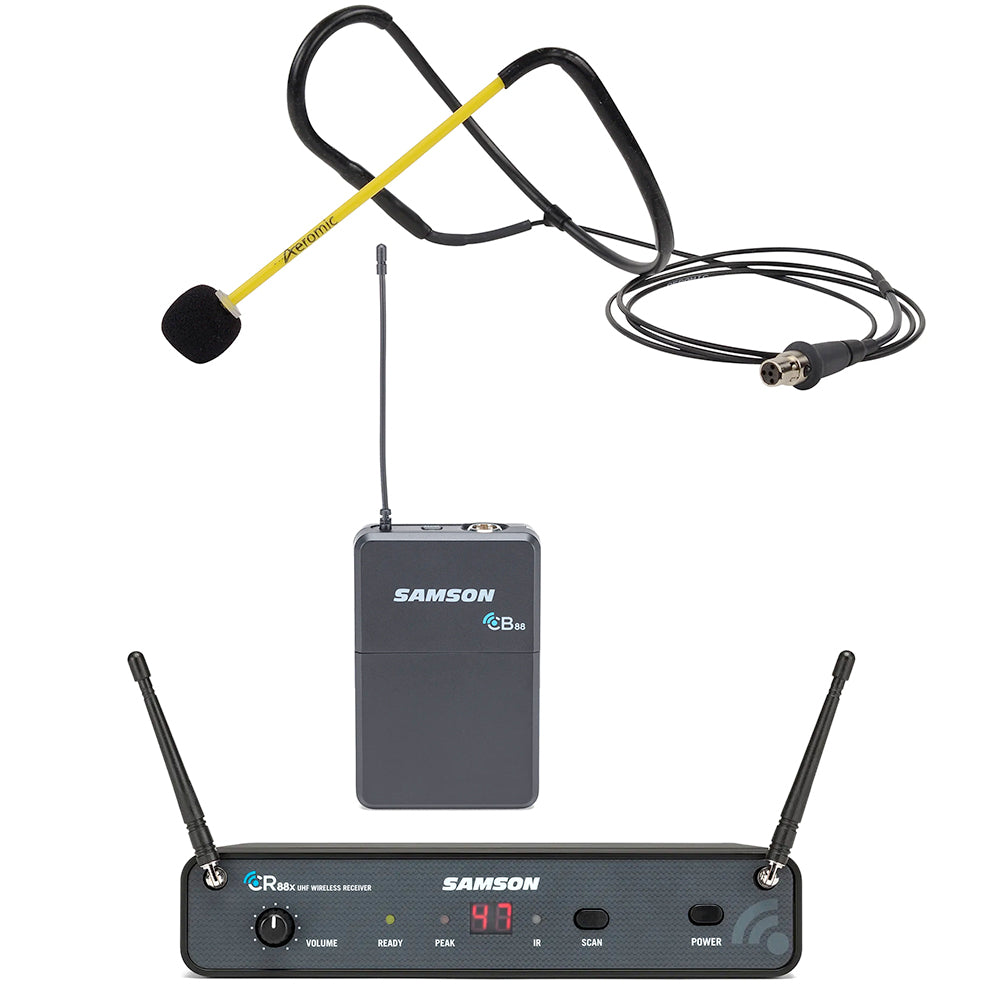 Samson Concert 88 Professional Wireless Microphone System with Aeromic/Cyclemic Headset - Ideal for Live Performances, Fitness Instructors & Public Speaking