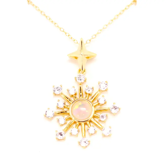 Ella Opal Burst Pendant Necklace - Elegant Crystal Jewelry for Women, Perfect Gift for Birthday, Anniversary & Special Occasions | Dainty Layering Necklace for Everyday Wear & Evening Outfits