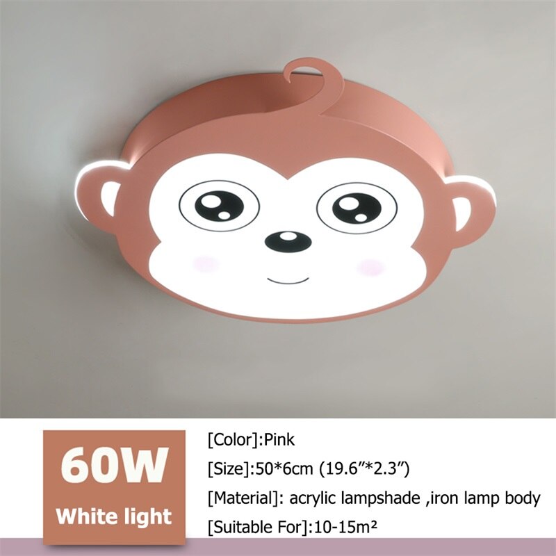 Monkey Ceiling Light for Kids Room - Cute Animal Night Light, Nursery Decor, Baby Shower Gift - Perfect for Bedroom, Playroom & Children's Party Decorations