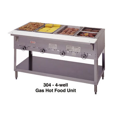 Duke 304 4-Well Commercial Steam Table Food Warmer - 55 3/8 Inch Natural Gas Hot Holding Unit for Buffets, Catering & Restaurant Service