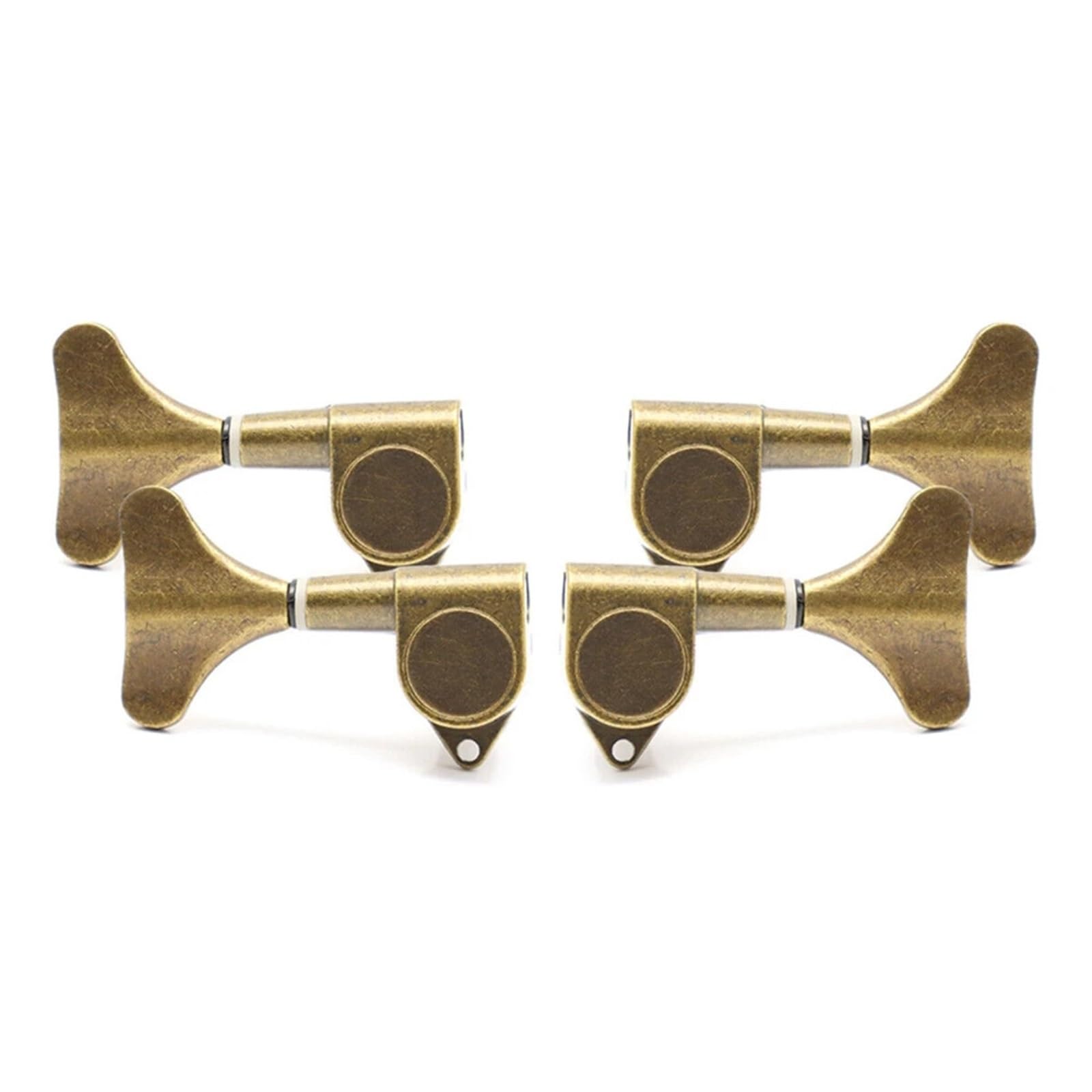 Premium 4-String Bass Guitar Tuners - 2L2R/4L/4R/3R1L Fish Tail Style Machine Heads with 5 Color Options (Bronze) - Perfect for Jazz, Rock & Studio Bass Players
