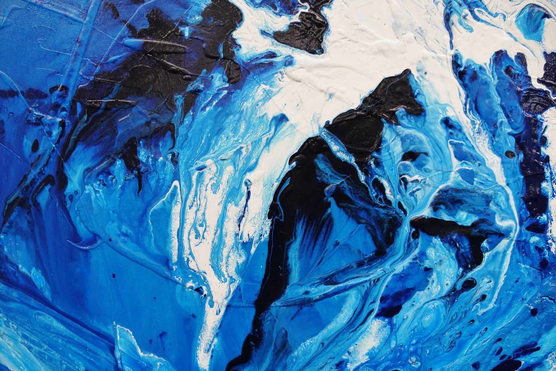 Indigo Waters 200cm x 120cm Blue White Textured Abstract Canvas Art - Modern Wall Decor for Living Room, Bedroom & Office
